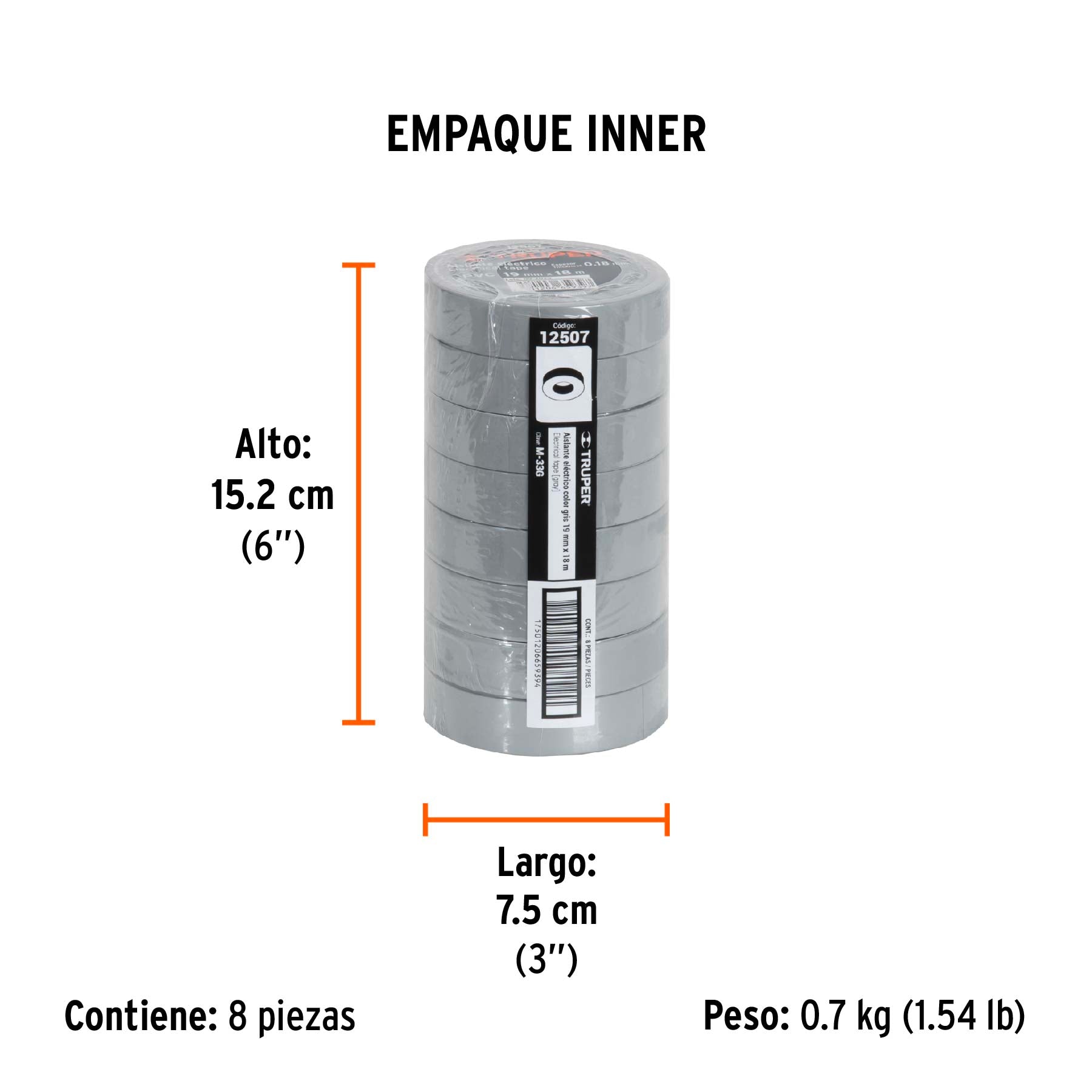 Cinta de aislar # 33, 18m, gris