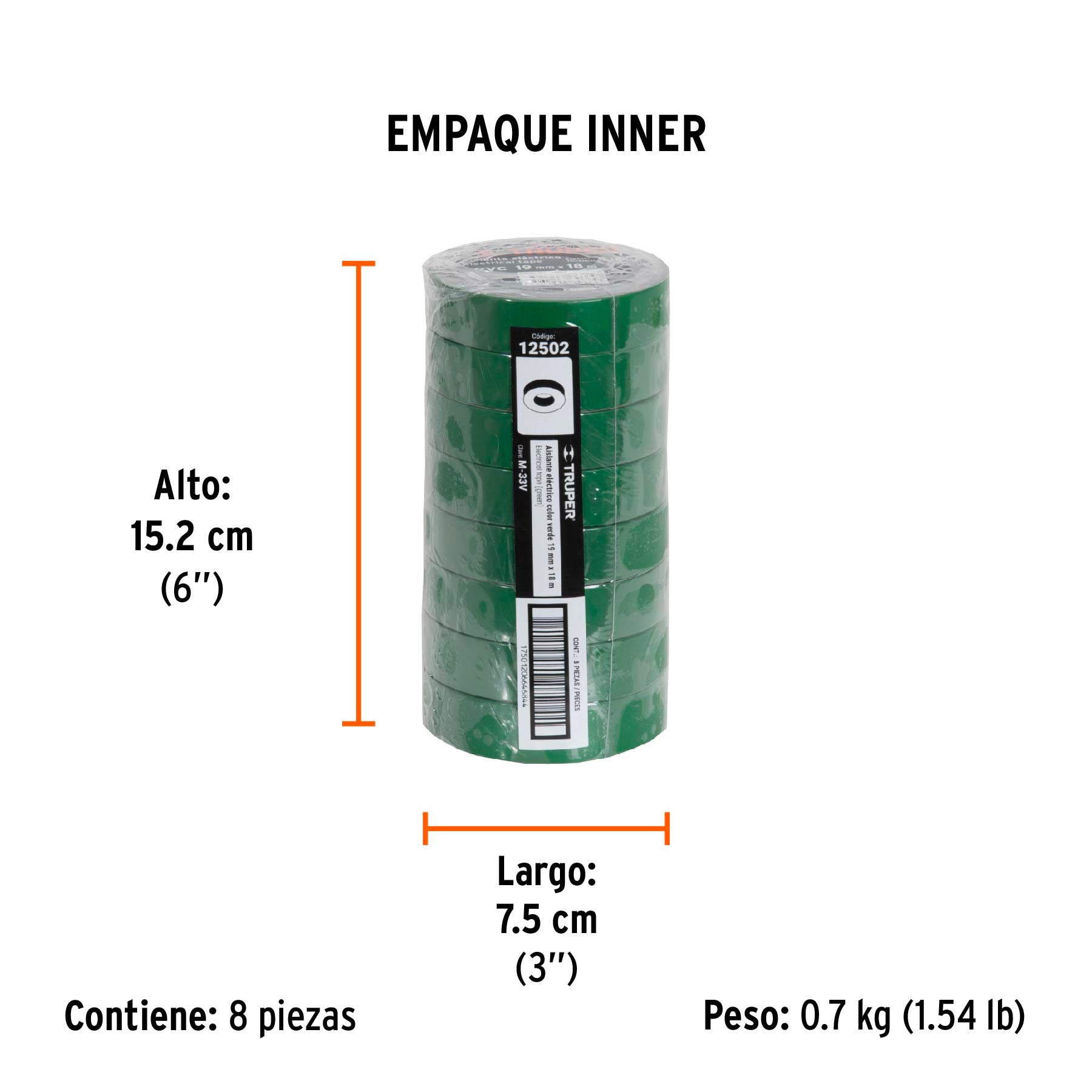 Cinta de aislar # 33, 18m, verde