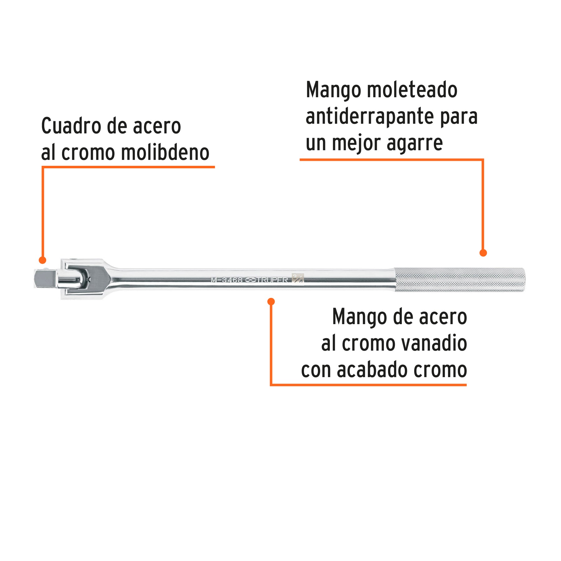 Mango articulado de 20"x 19 mm para dados cuadro 3/4"2