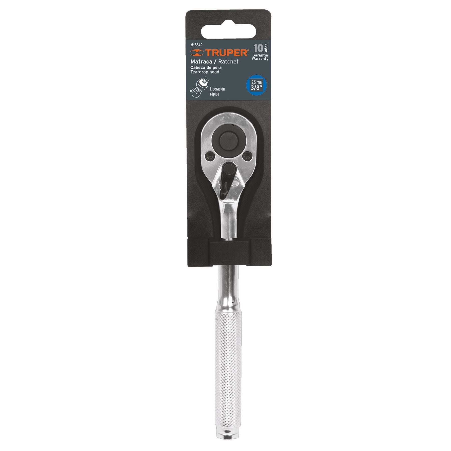 Matraca liberación rápida, cabeza de pera, cuadro 3/8"
