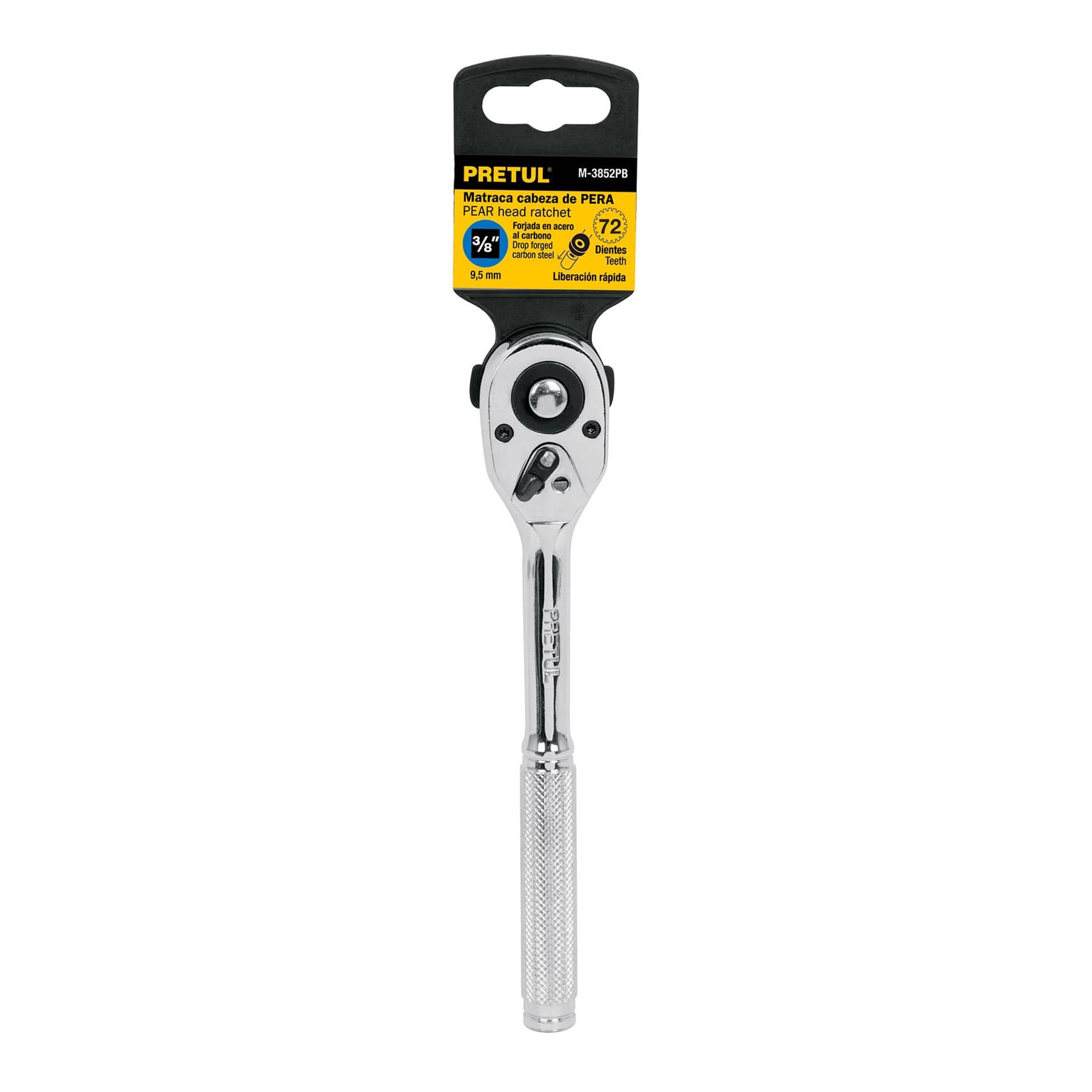 Matraca liberación rápida, cabeza pera, cuadro 3/8",Pretul