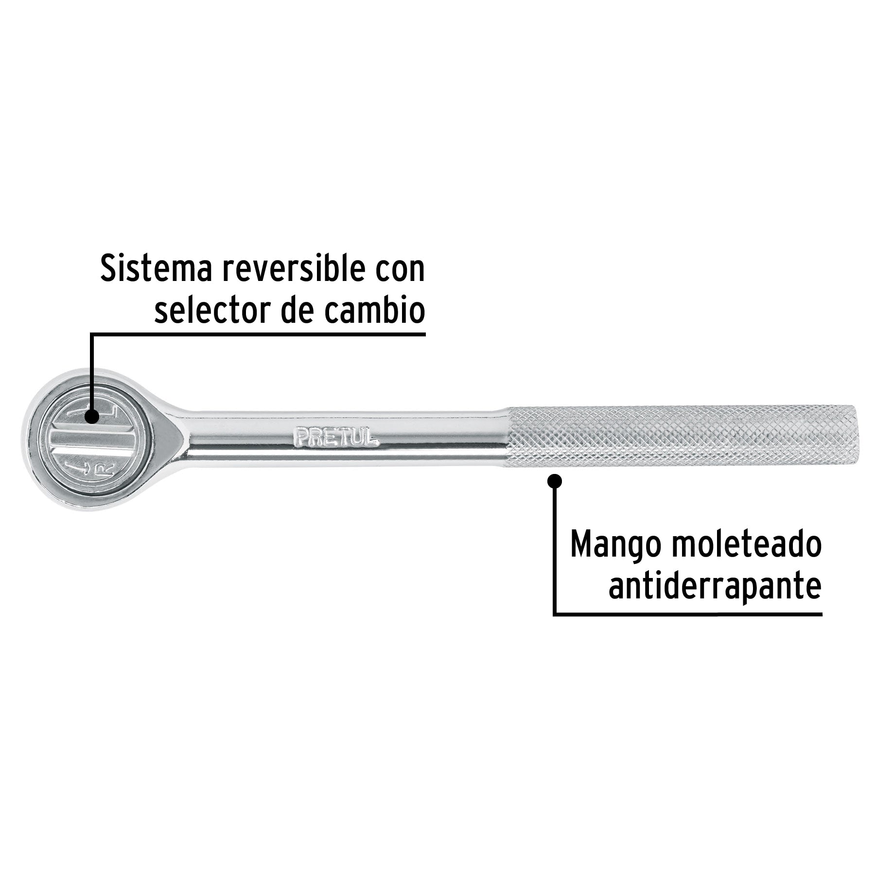 Matraca cabeza redonda, cuadro 3/8", Pretul