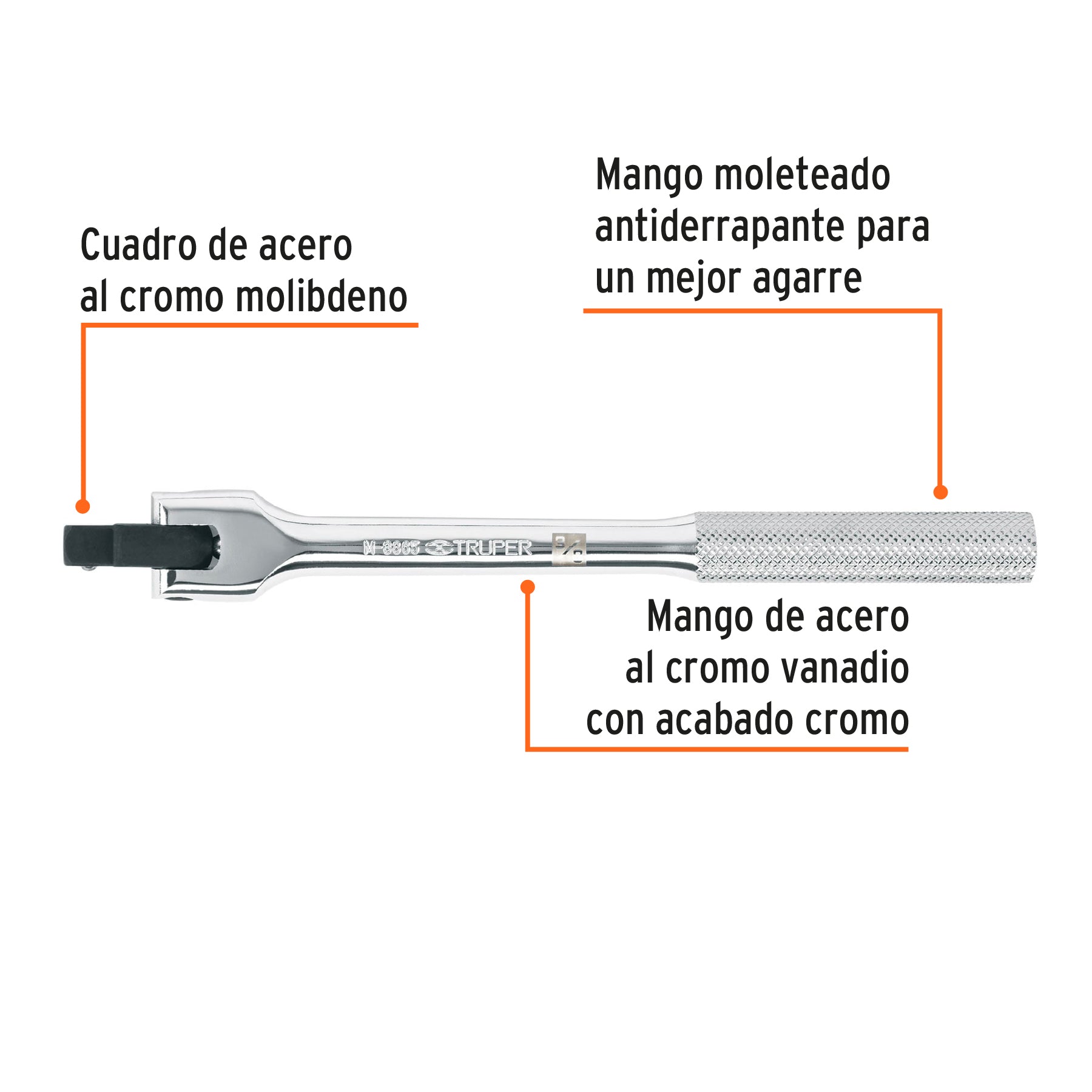 Mango articulado de 7-1/2" x 13 mm para dados cuadro 3/8"