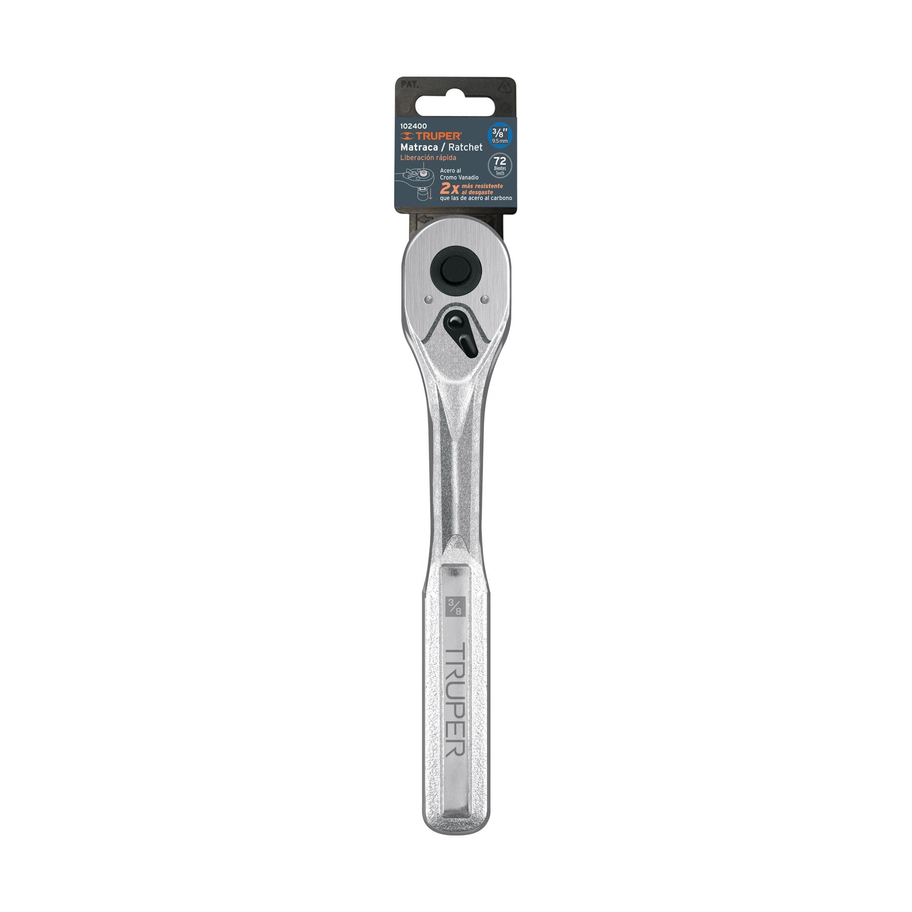 Matraca liberación rápida 72 dientes, cuadro 3/8', Truper