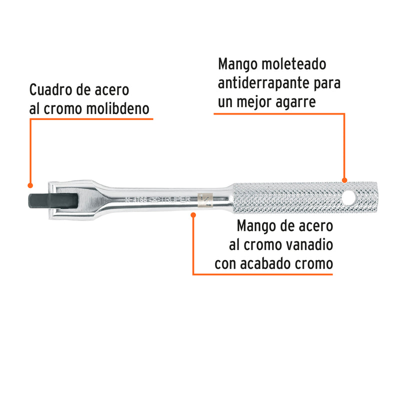 Mango articulado de 5-3/4"x 13 mm para dados cuadro 1/4"