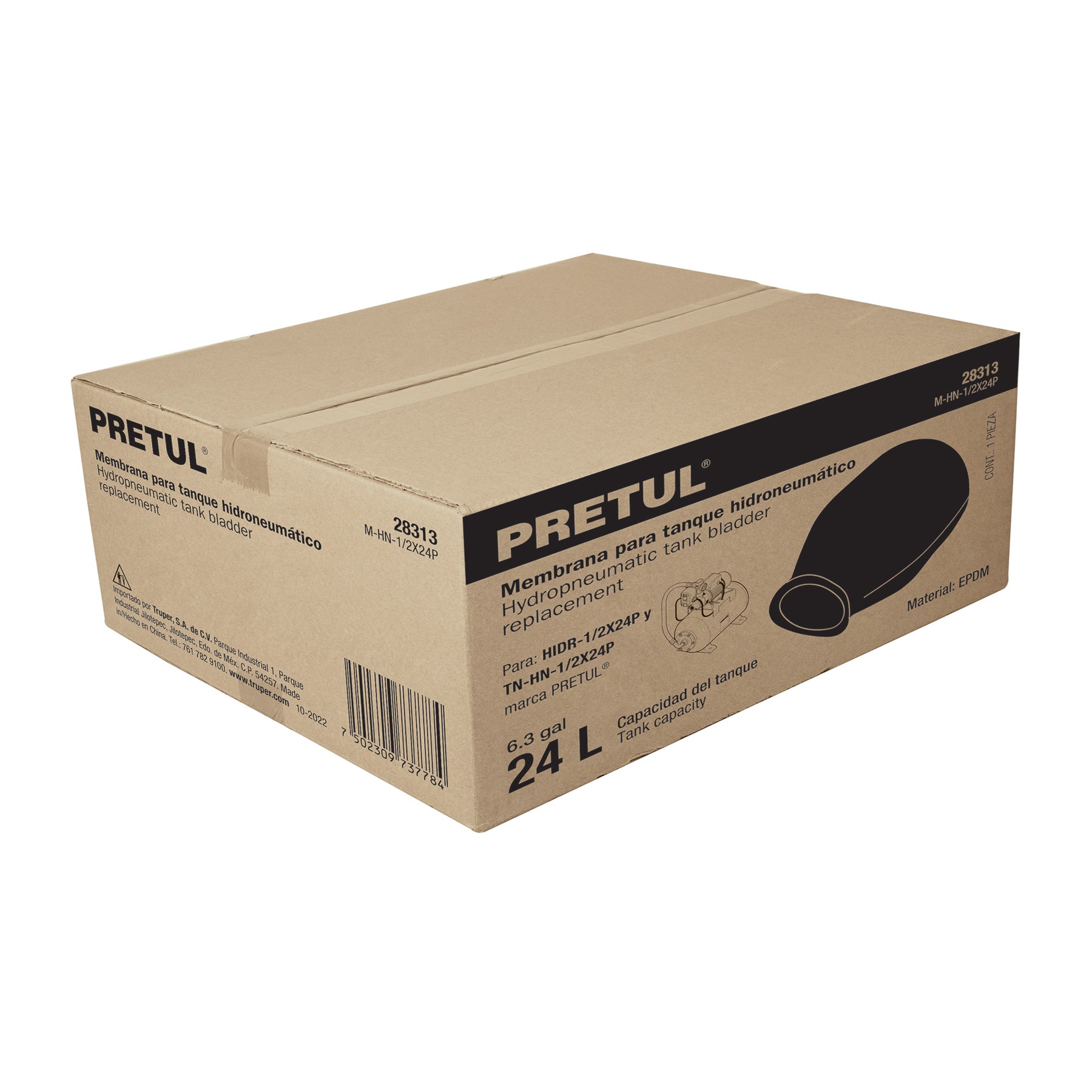 Membrana de repuesto para hidroneumático HIDR-1/2X24P, Pretu