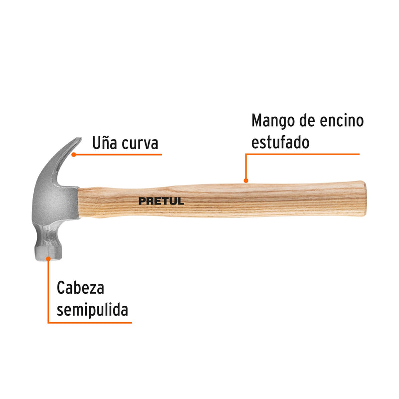 Martillo uña curva 7 oz, pretul
