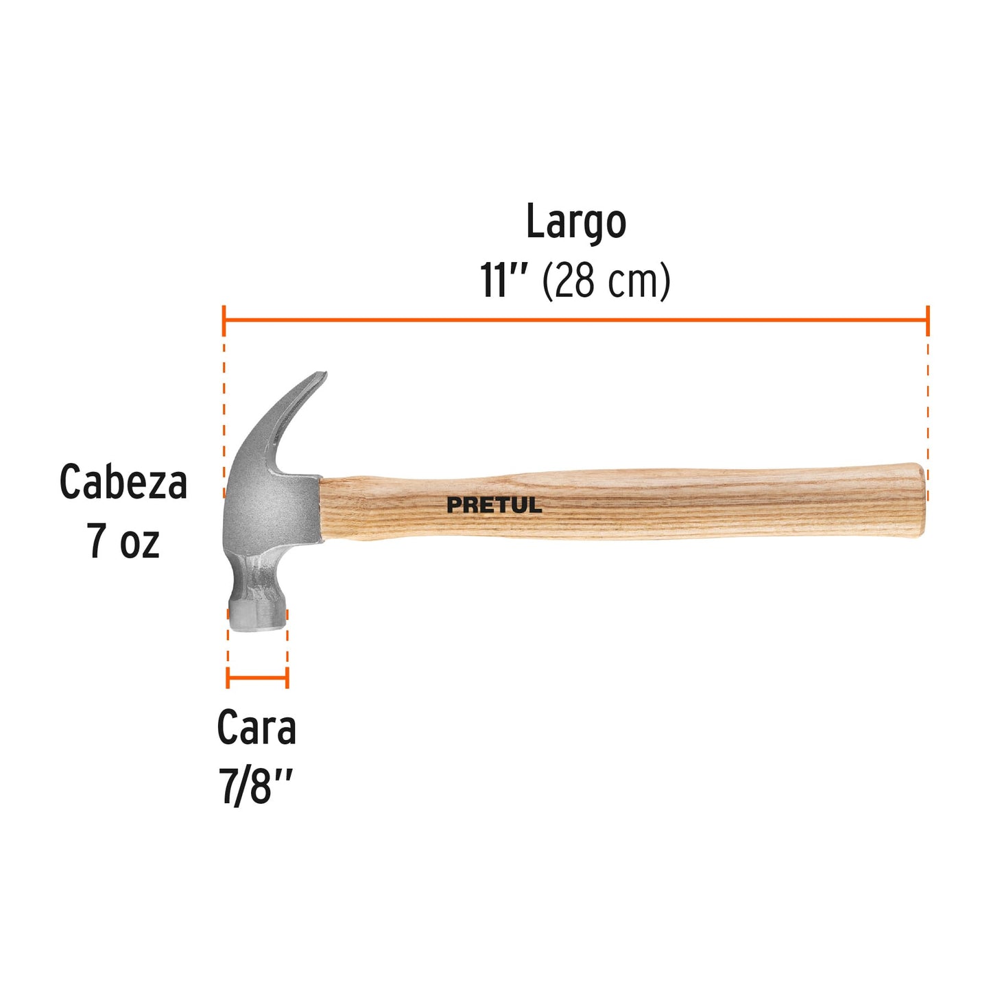 Martillo uña curva 7 oz, pretul