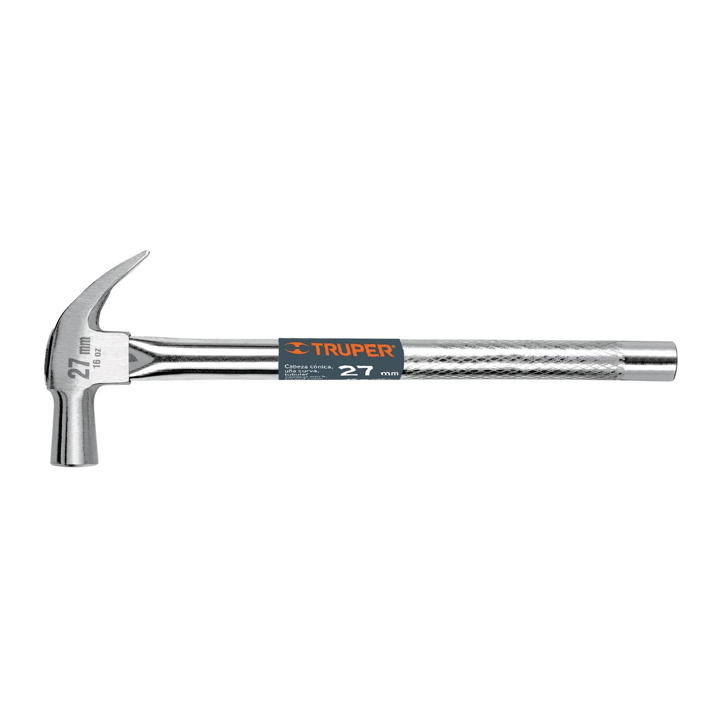 Martillo cabeza cónica, uña curva, 27 mm, mango tubular