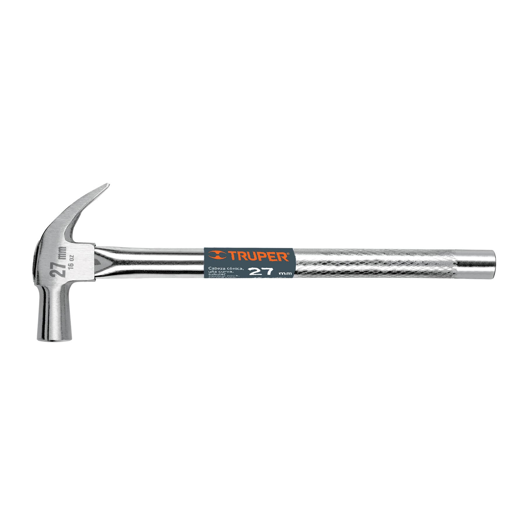Martillo cabeza cónica, uña curva, 27 mm, mango tubular