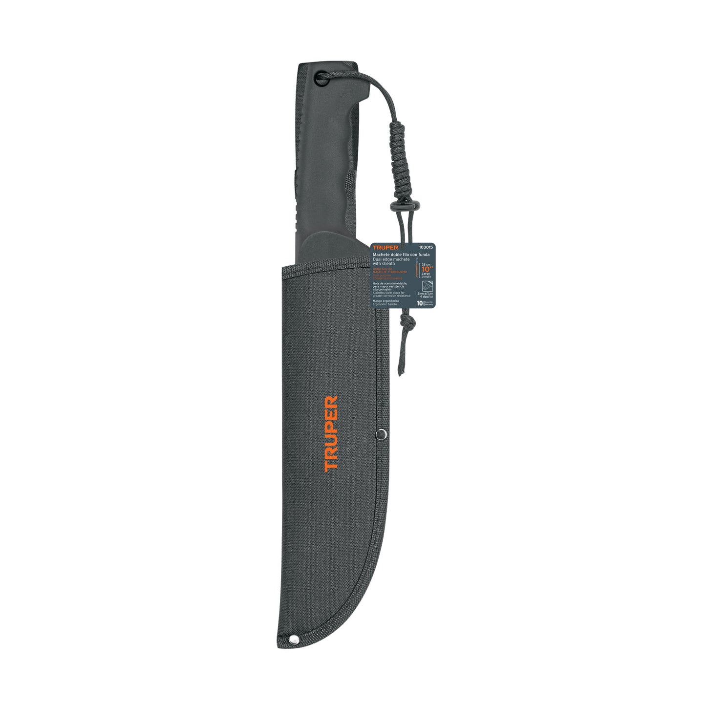 Machete doble filo 10' cacha inyectada, con funda, Truper