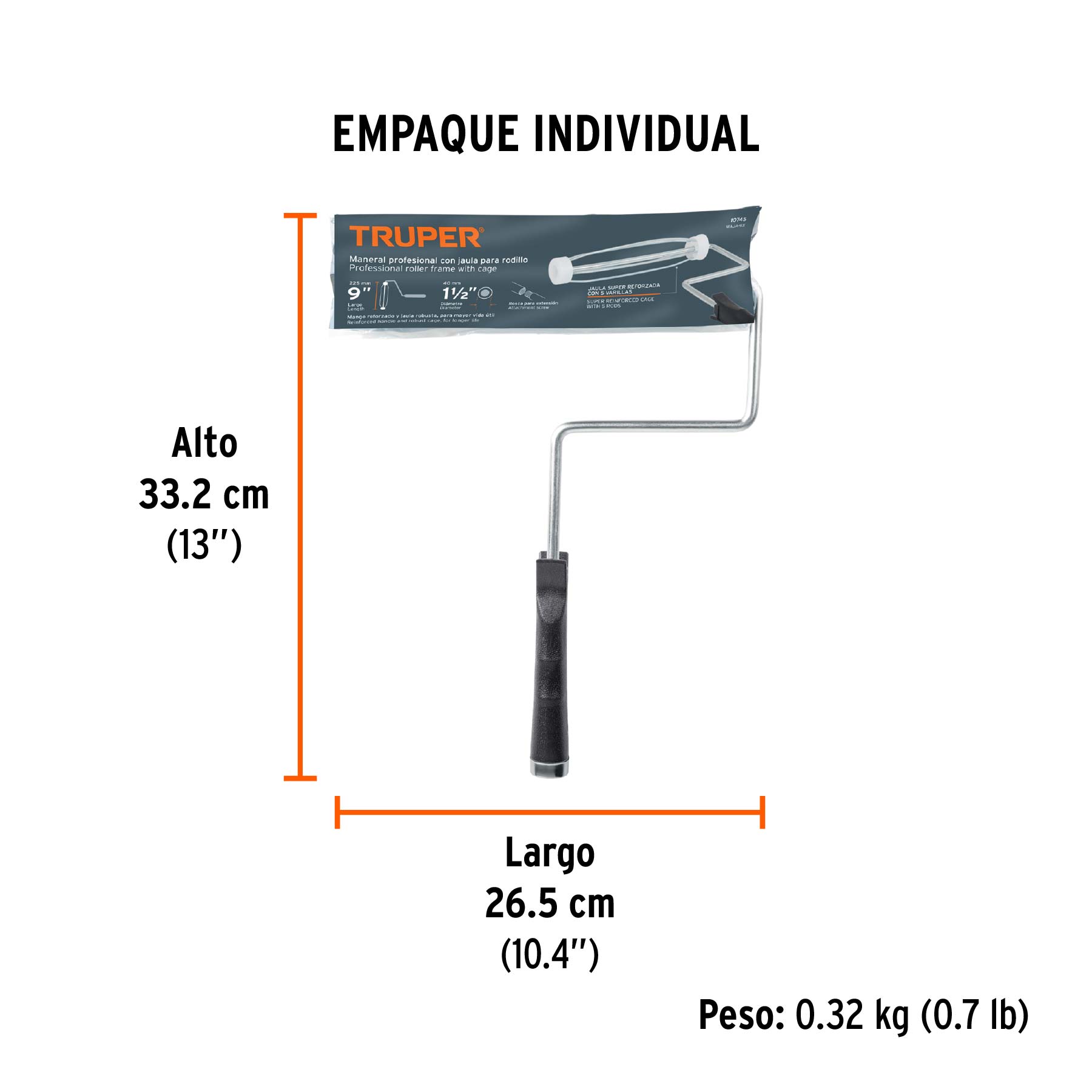 Maneral profesional para rodillo con jaula, 9" x 37 mm