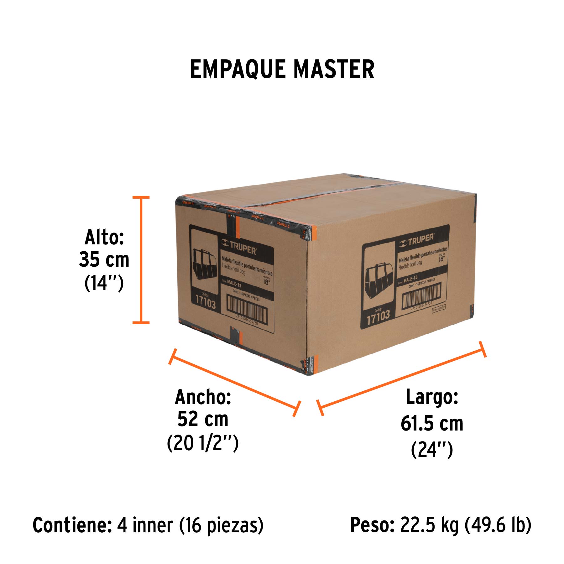 Maleta flexible portaherramienta de 18"