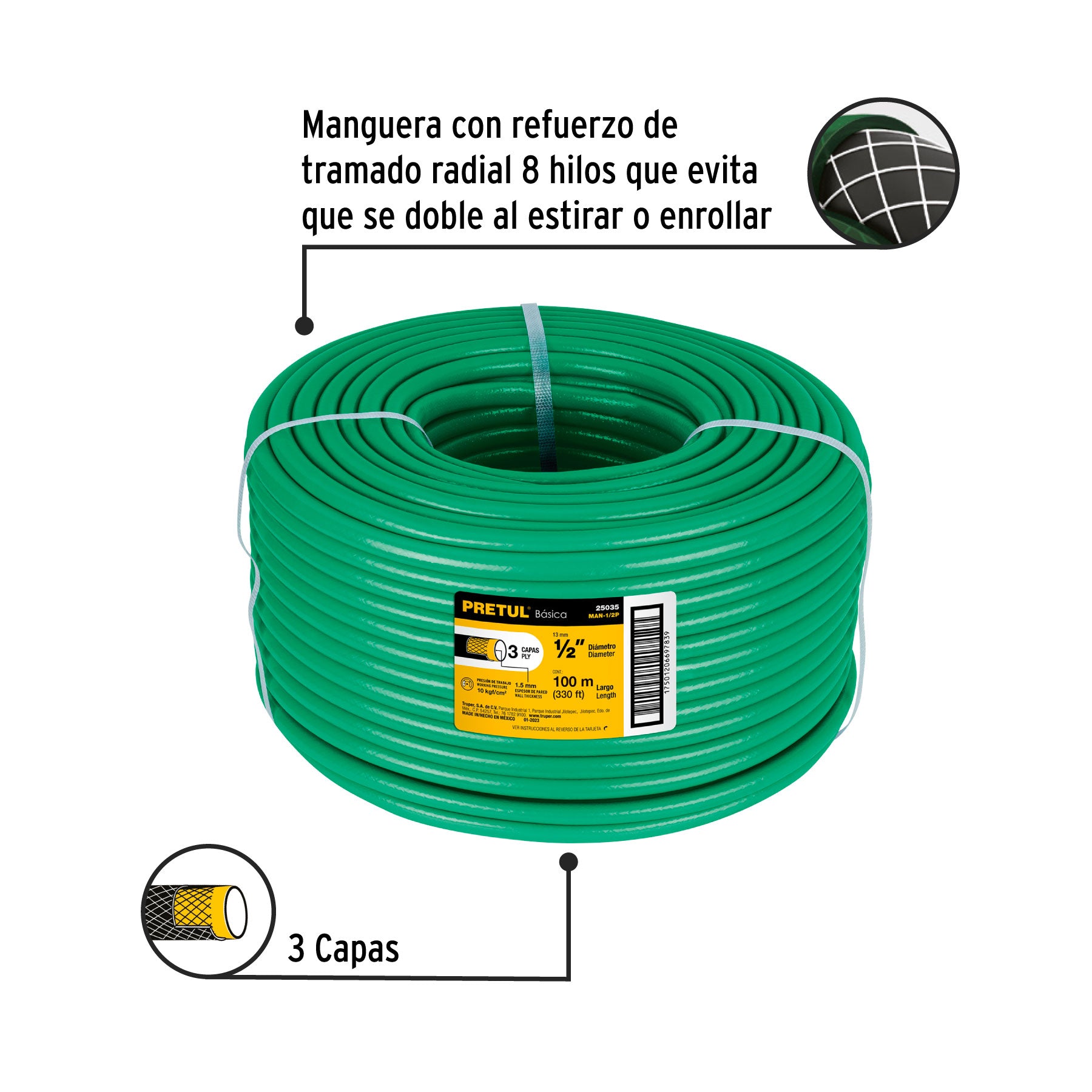 Manguera 1/2", 100 m, Pretul