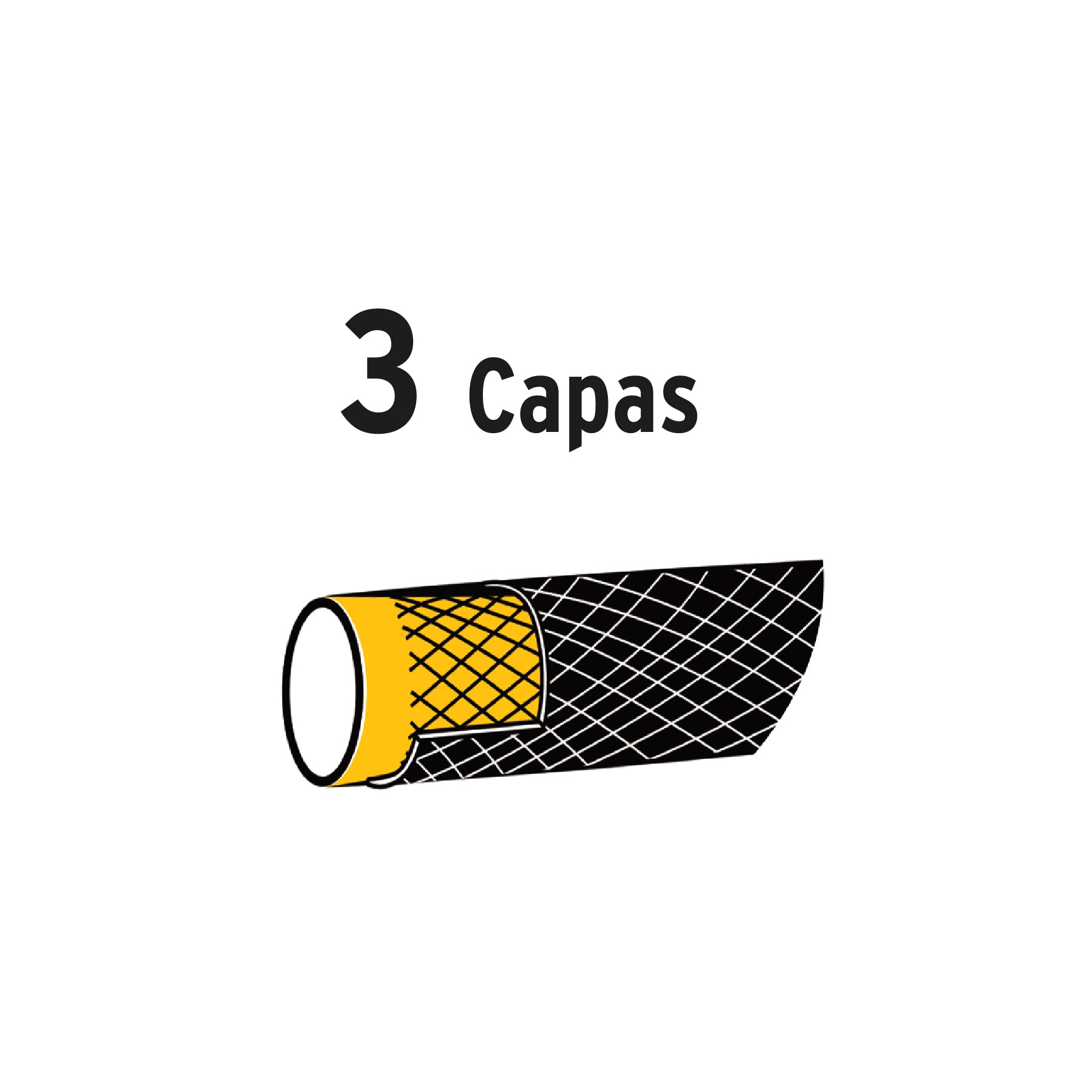 Manguera 1/2", reforzada 3 capas, 10 m, pretul