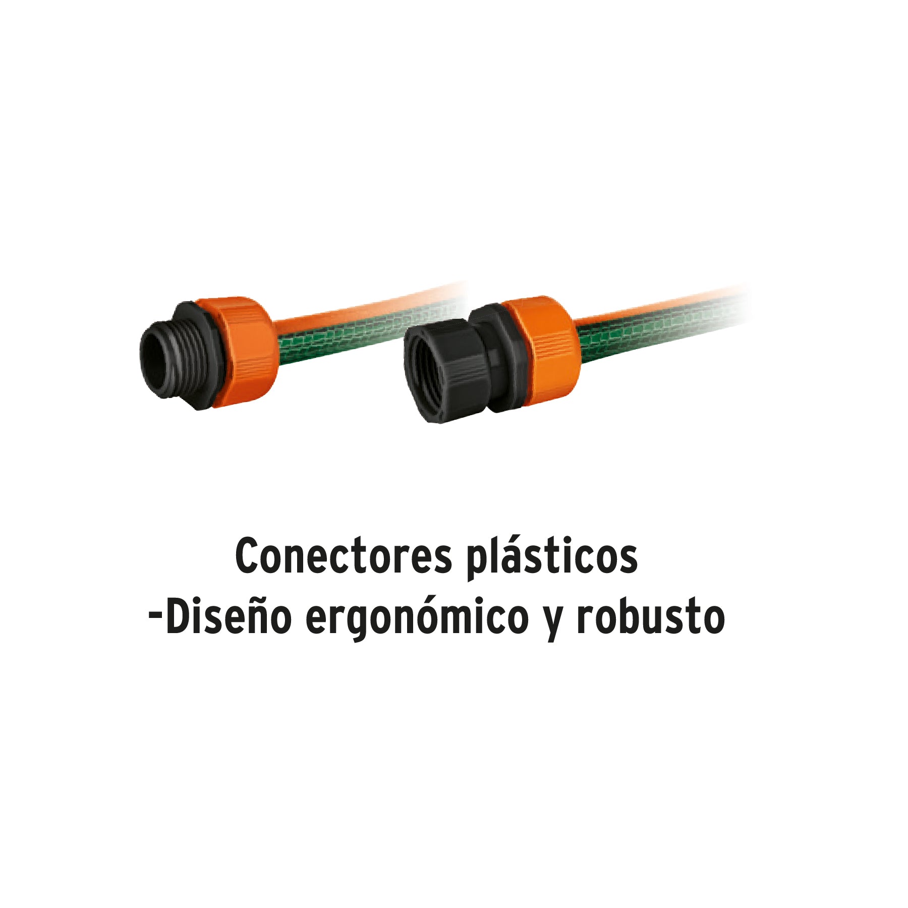 Manguera 1/2",reforzada, 3 capas, conexiones plásticas, 10 m