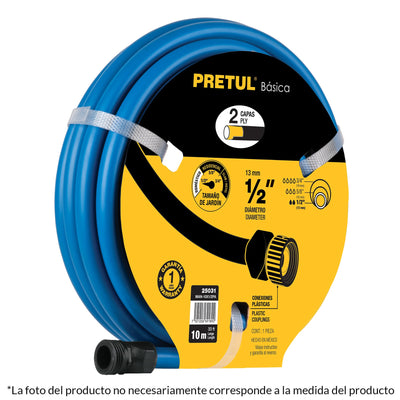 Manguera 1/2", conexiones plásticas, 15 m, Pretul
