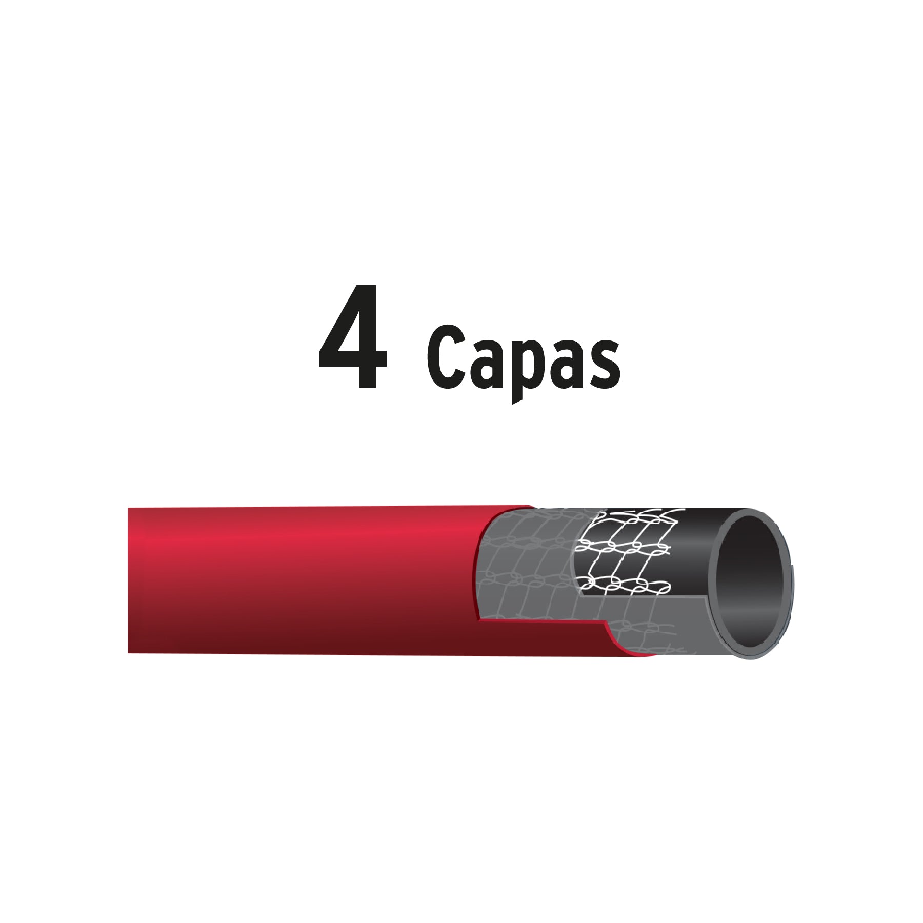 Manguera 1/2", super reforzada 4 capas, conexiones metal,25m