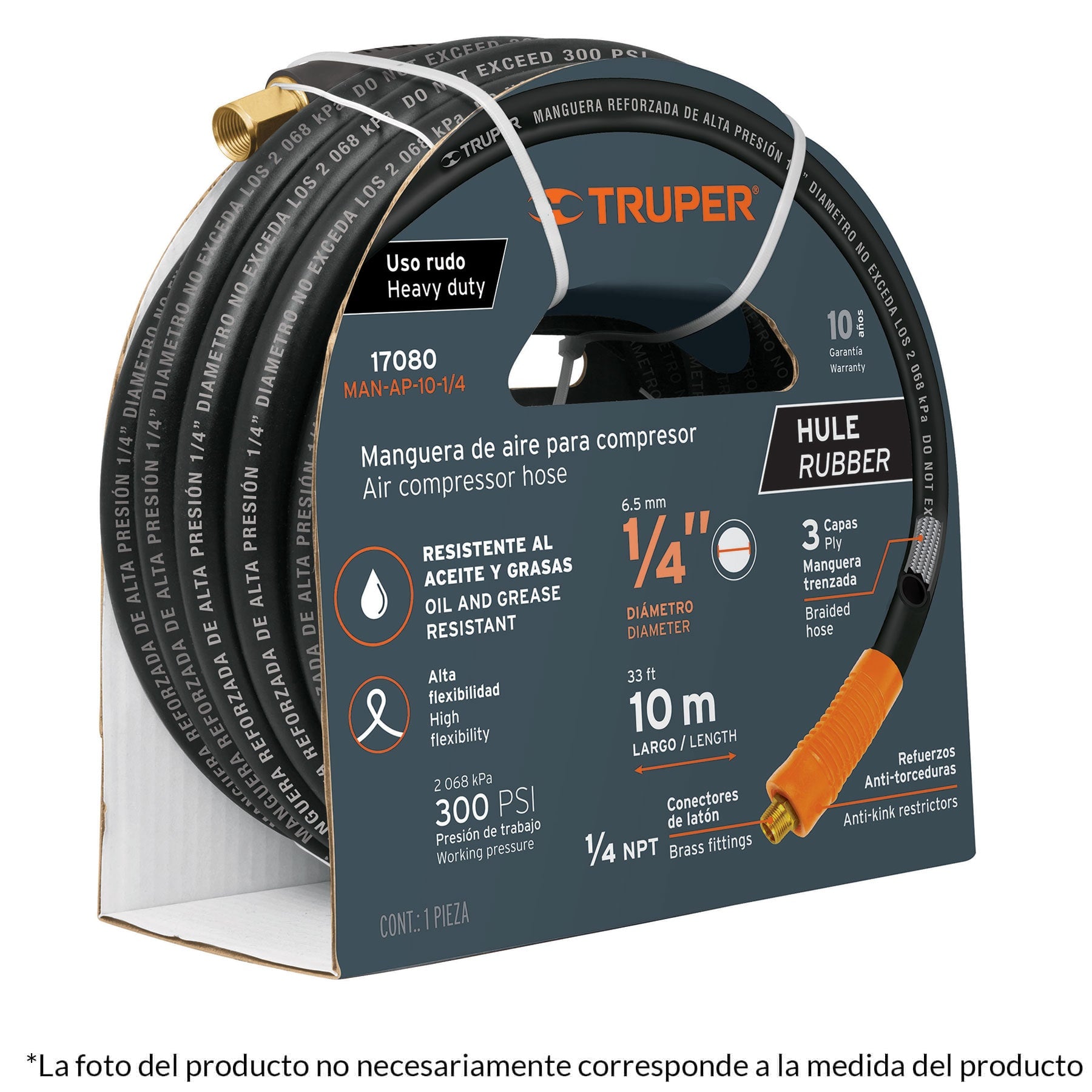 Manguera para alta presión, 10 mts, 3/8"
