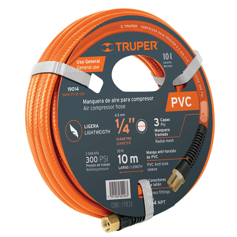 Manguera de PVC, baja presión, 10 m, 1/4"