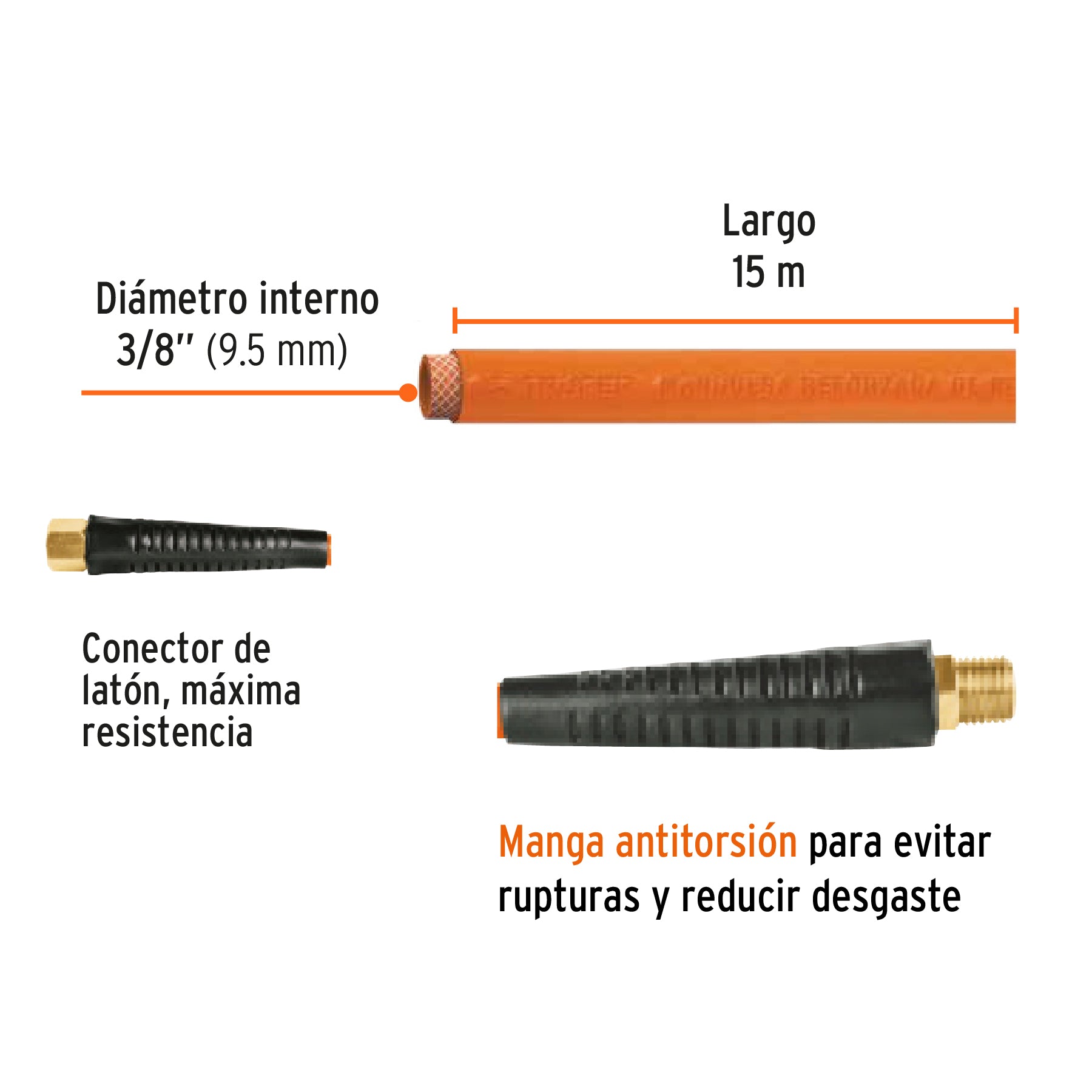 Manguera de PVC, baja presión, 15 m,3/8"