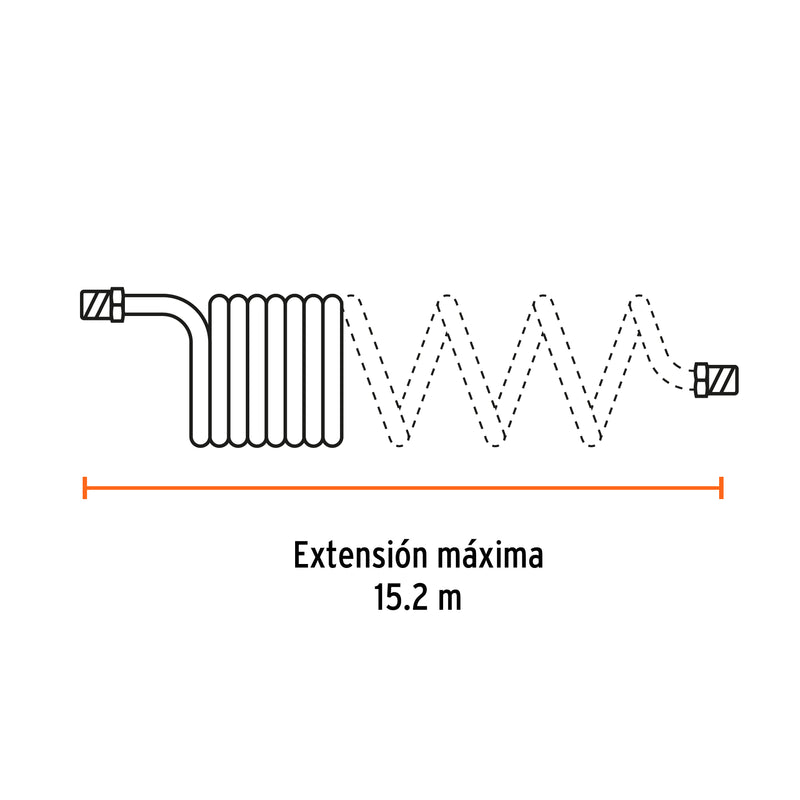 Manguera tipo resorte para compresor, 1/4" x 50 ft