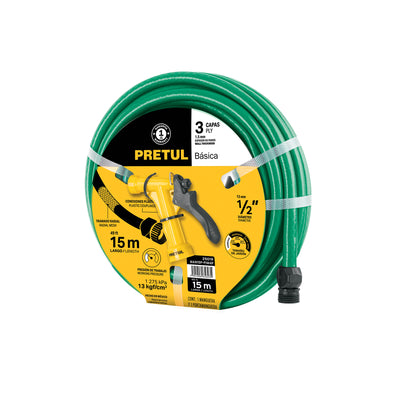 Combo de manguera MAN-15X1/2P y pistola PIM-4P, 15 m, Pretul