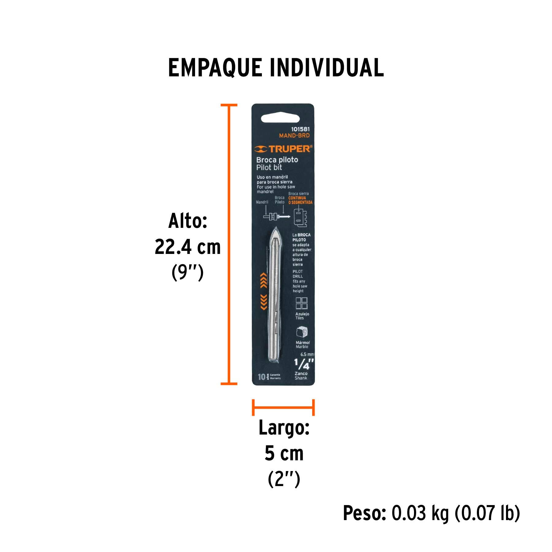 Broca piloto de 1/4' para brocasierras diamante