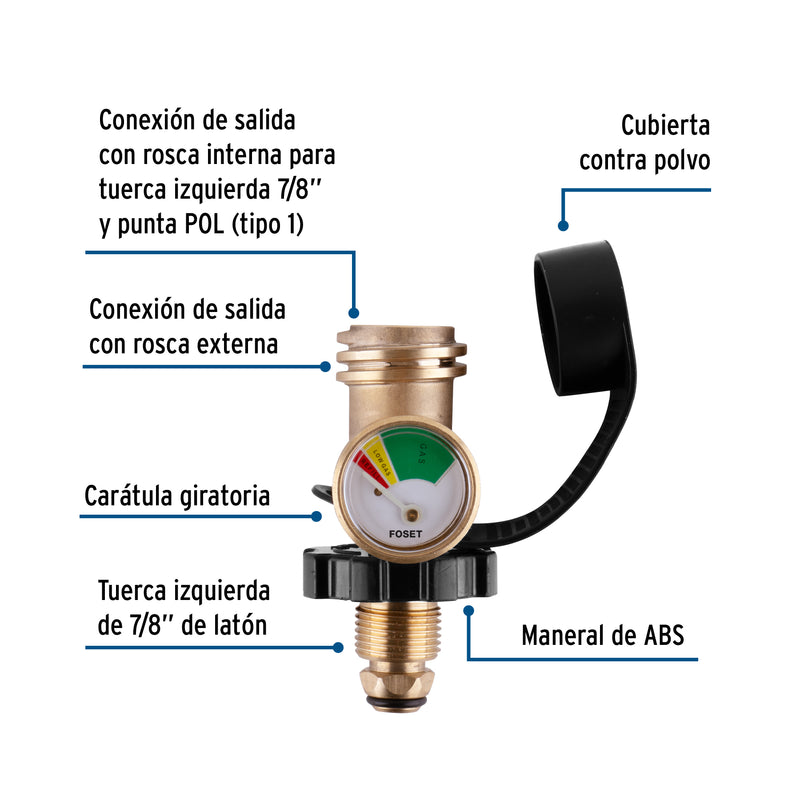 Indicador de nivel de llenado para cilindro de gas, Foset