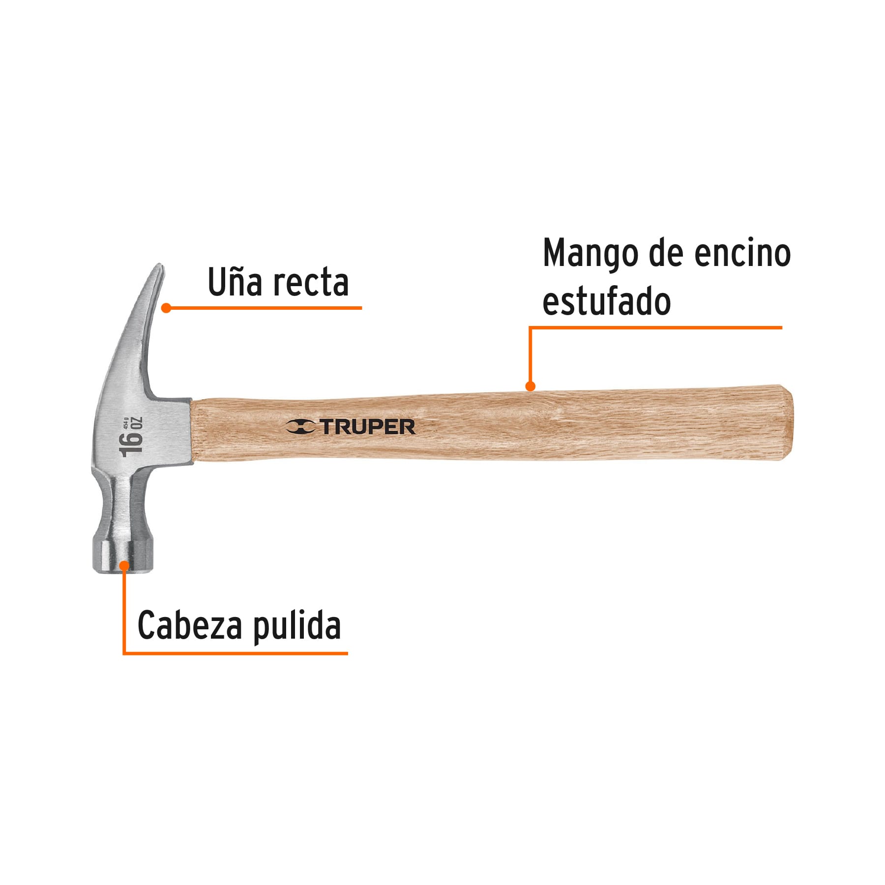 Martillo uña recta 16 oz