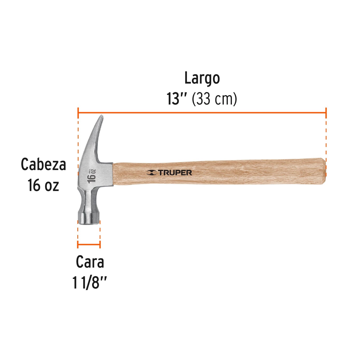 Martillo uña recta 16 oz
