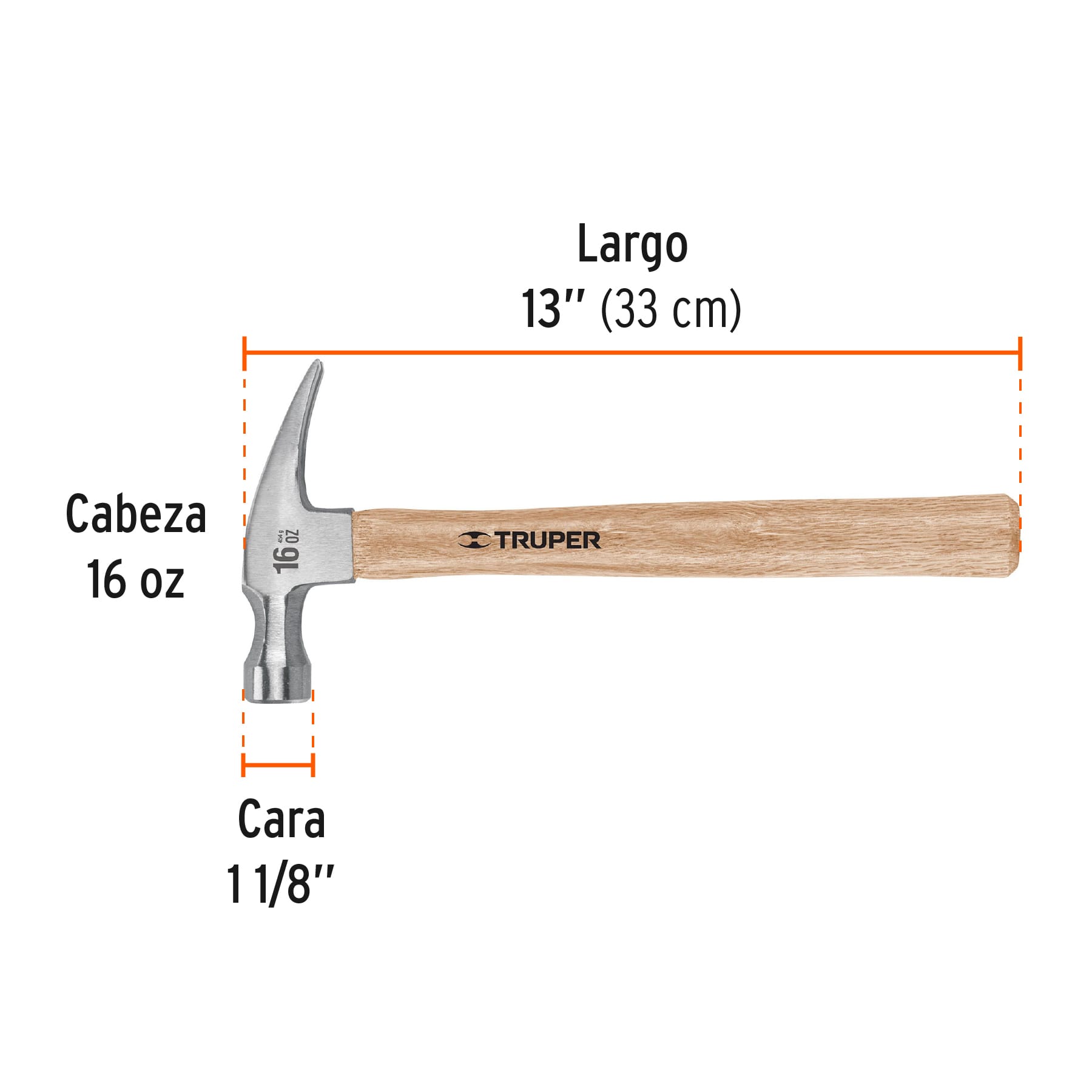 Martillo uña recta 16 oz