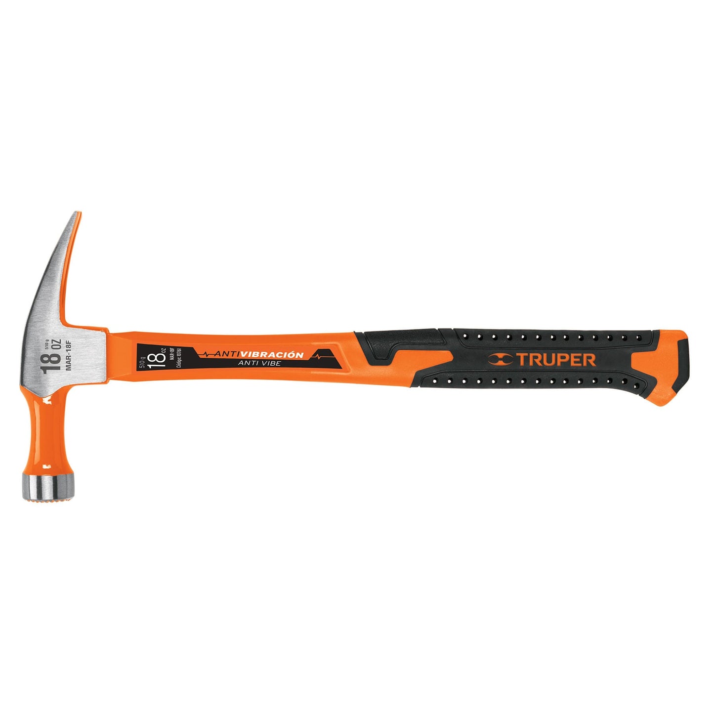 Martillo de uña recta, de 18 oz, mango fibra de vidrio