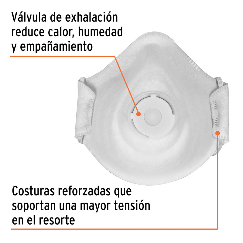 Mascarilla con válvula, para polvos orgánicos