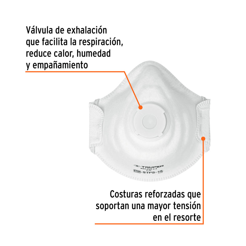 Mascarilla con válvula, para polvos orgánicos