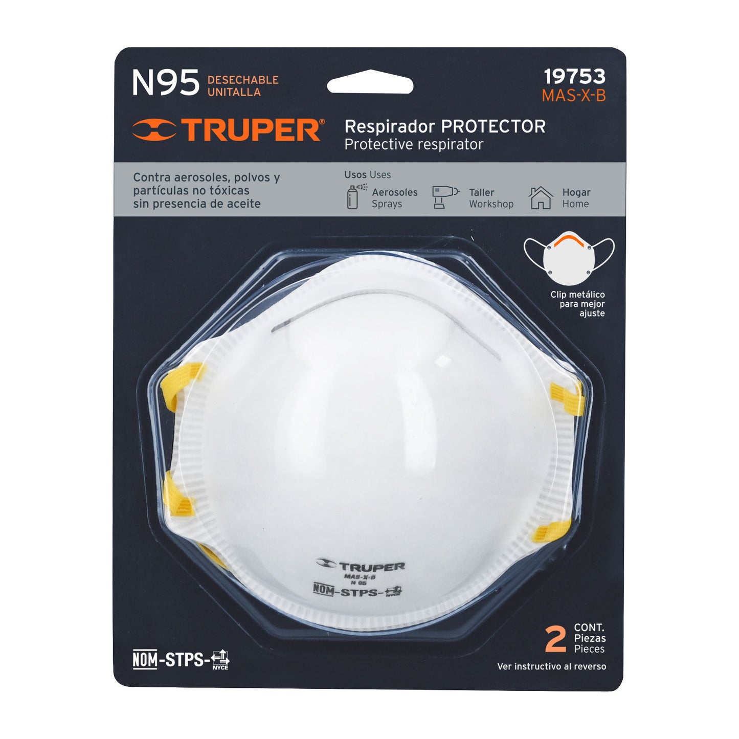 Mascarilla para polvo y vapores orgánicos, blister 2 pzas
