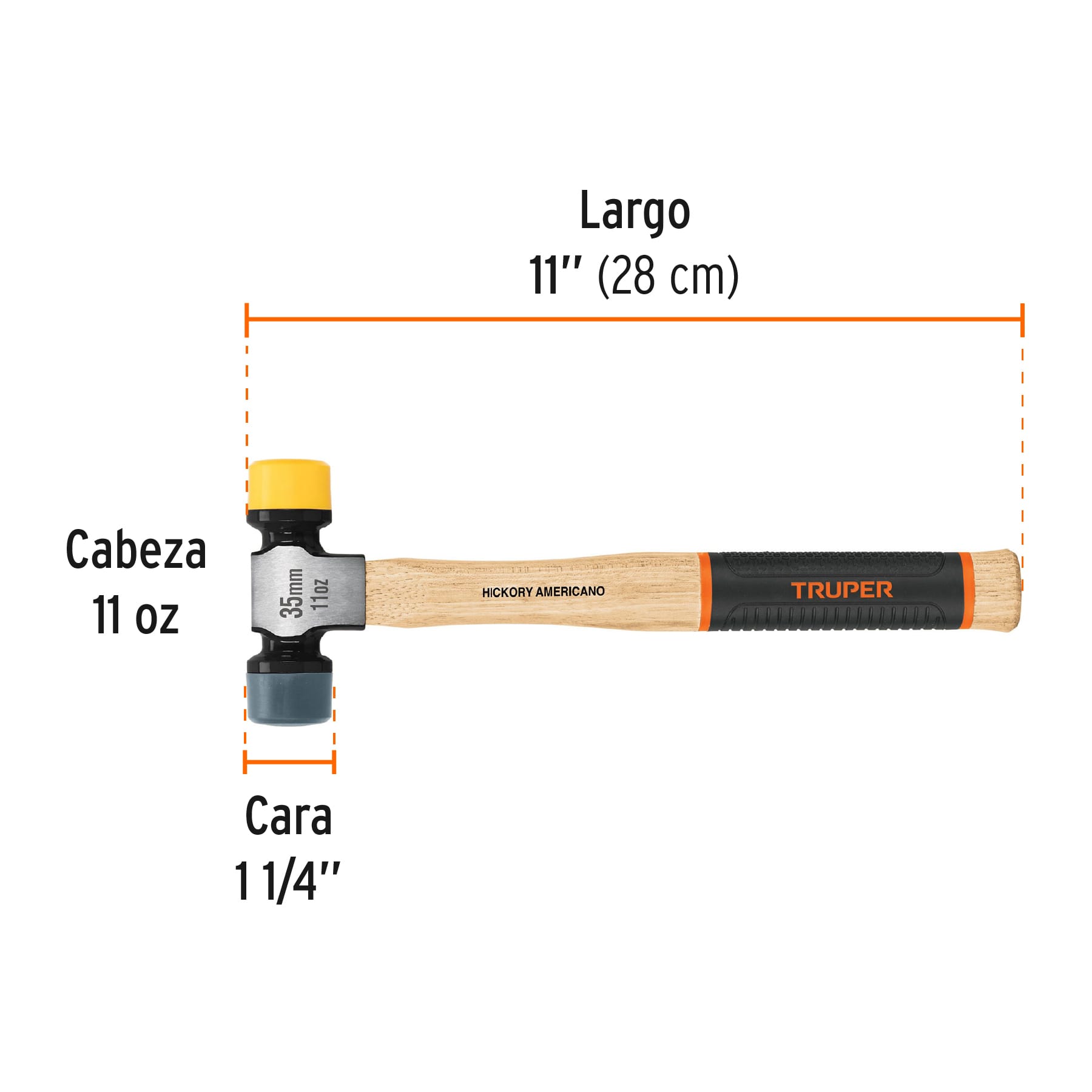 Martillo de caras suaves, 35 mm
