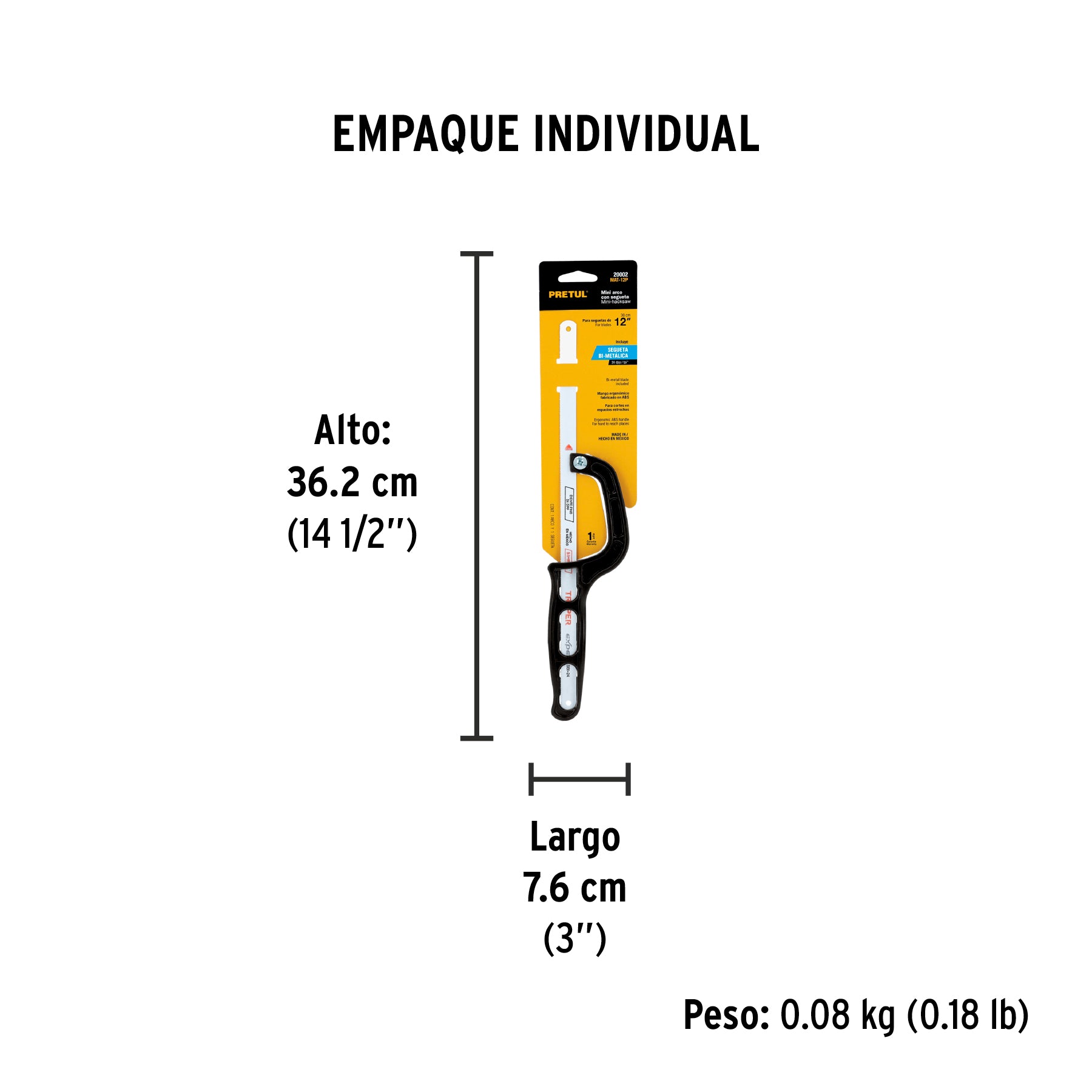Mini arco de plástico para segueta 12", pretul