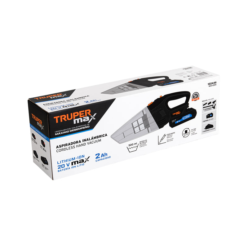 Aspiradora inalámbrica, 20V, Truper MAX