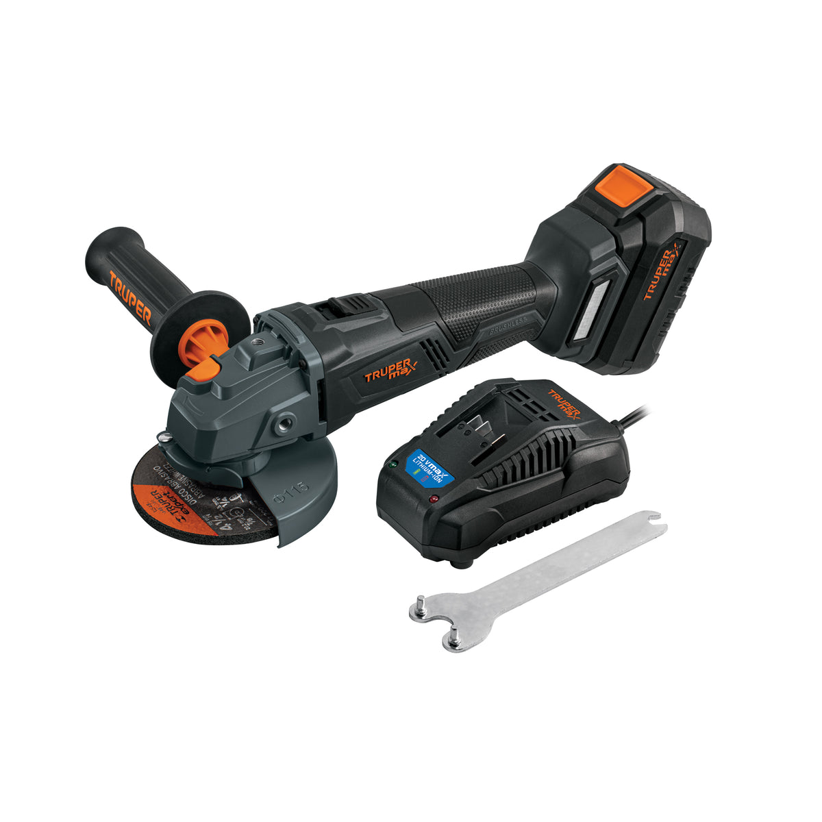 Esmeriladora angular inalámbrica 4-1/2', 20V, sin carbones