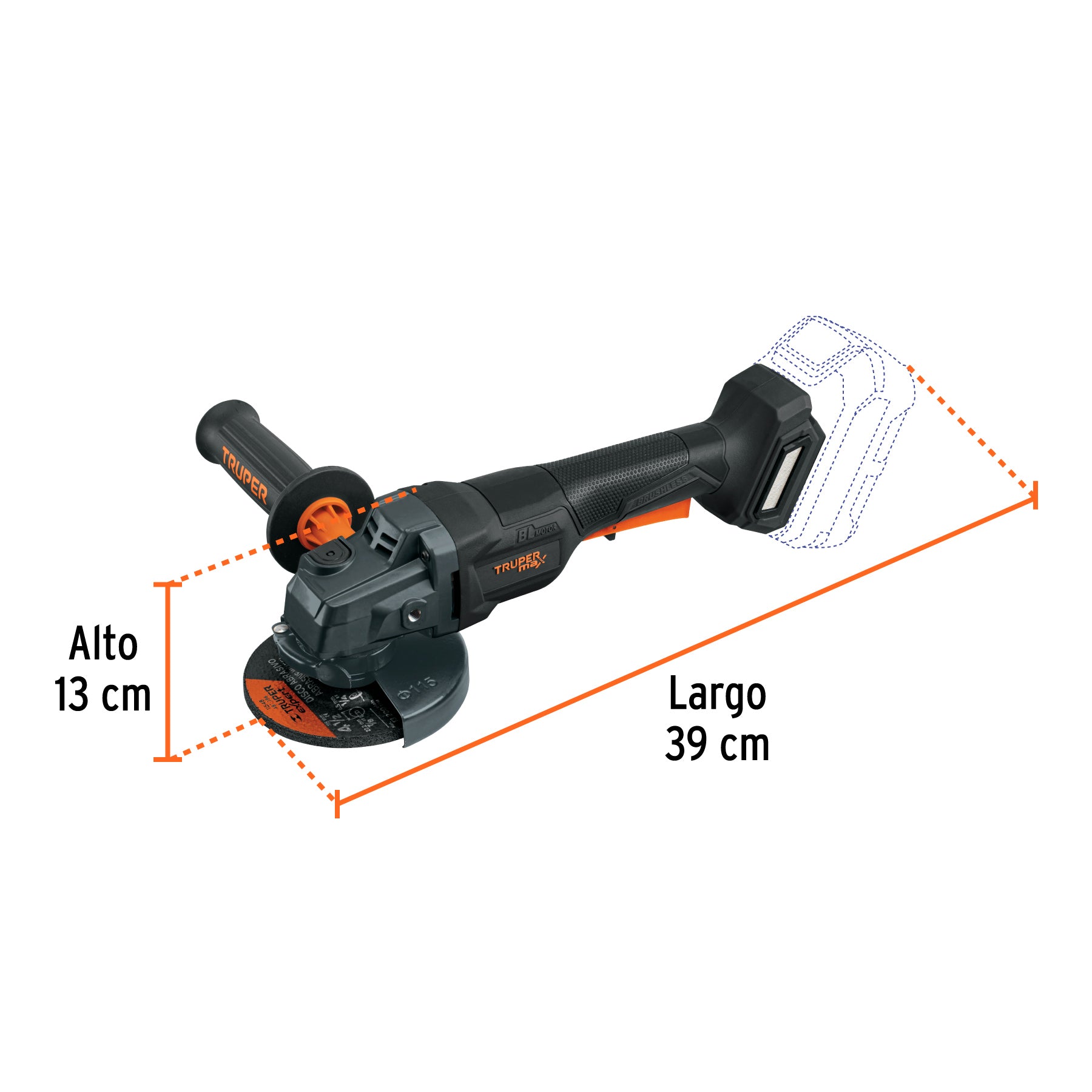 Esmeriladora 4-1/2' 20V, int. paleta, s/accesorios, MAX