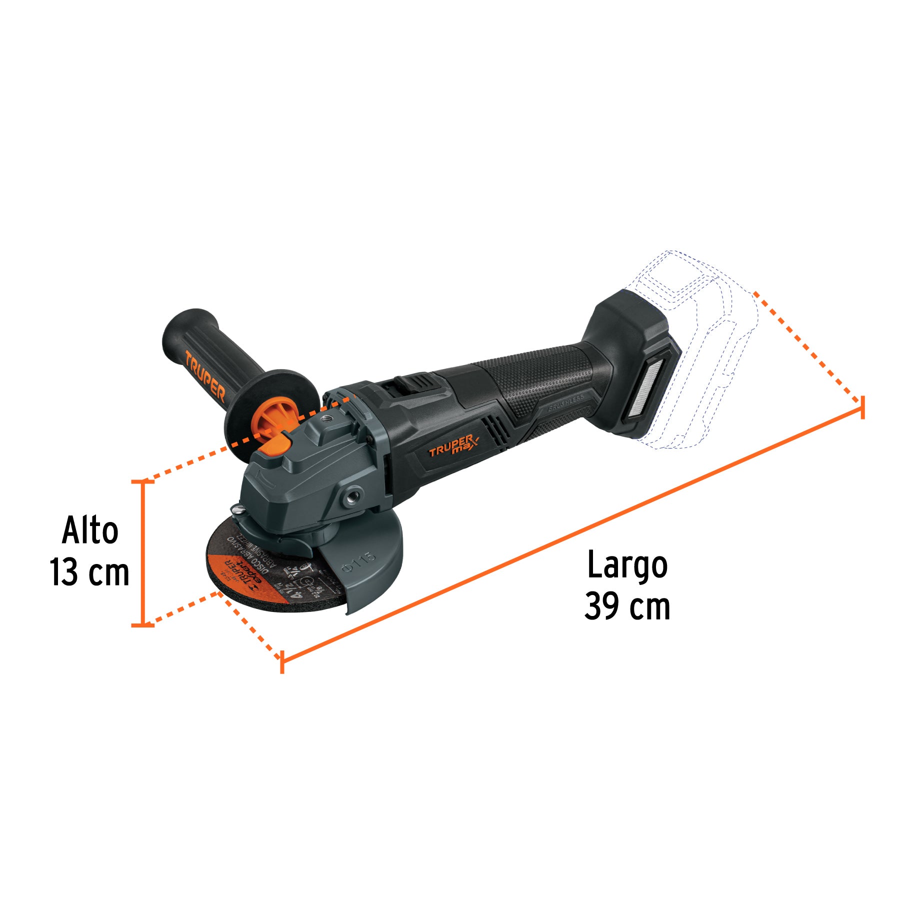 Esmeriladora 4-1/2', 20V, s/accesorios, MAX