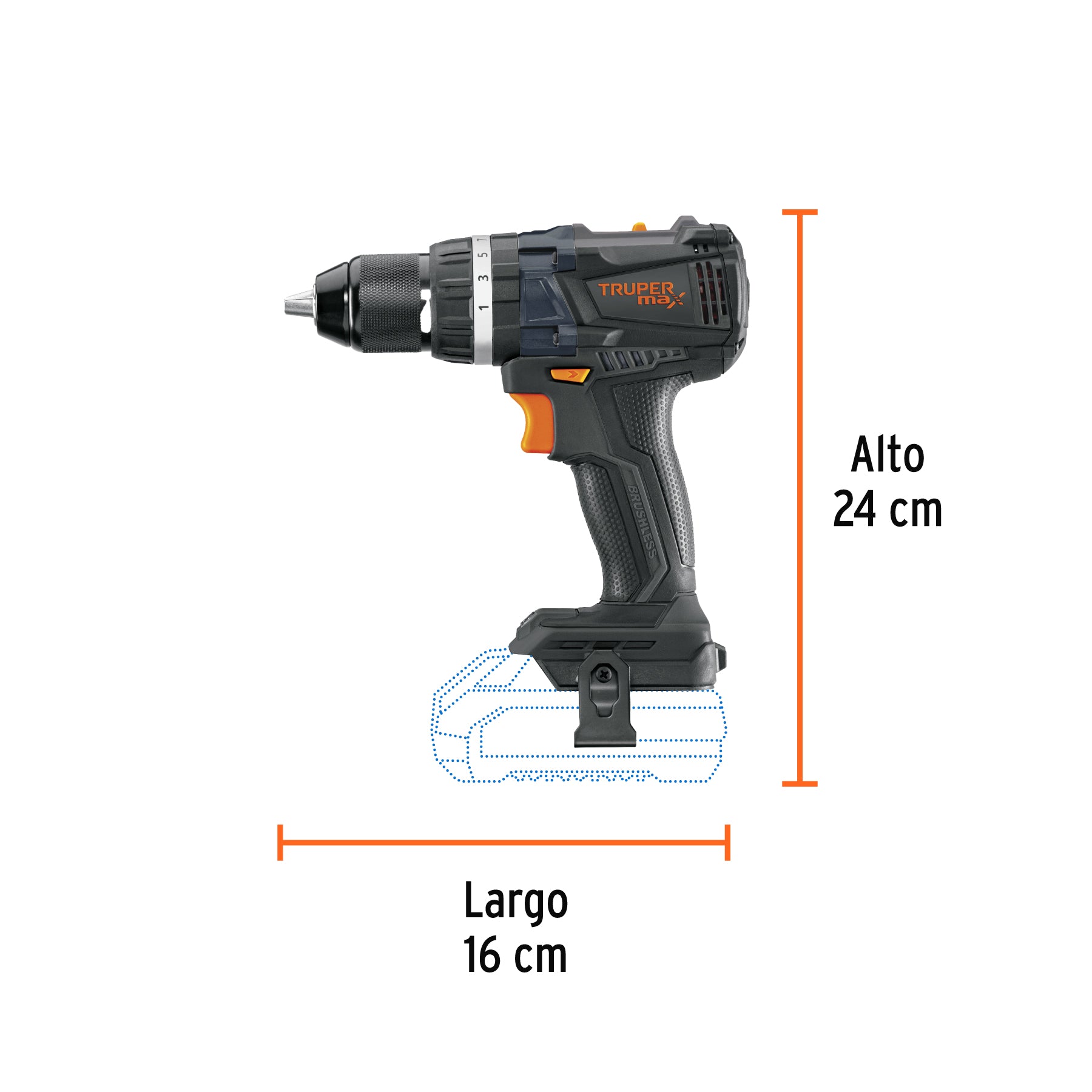 Rotomartillo inalámbrico 1/2' 20 V Truper MAX, sin batería