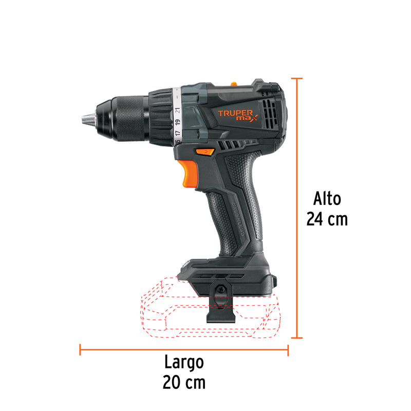 Taladro inalámbrico 1/2' 20 V Truper MAX, sin batería