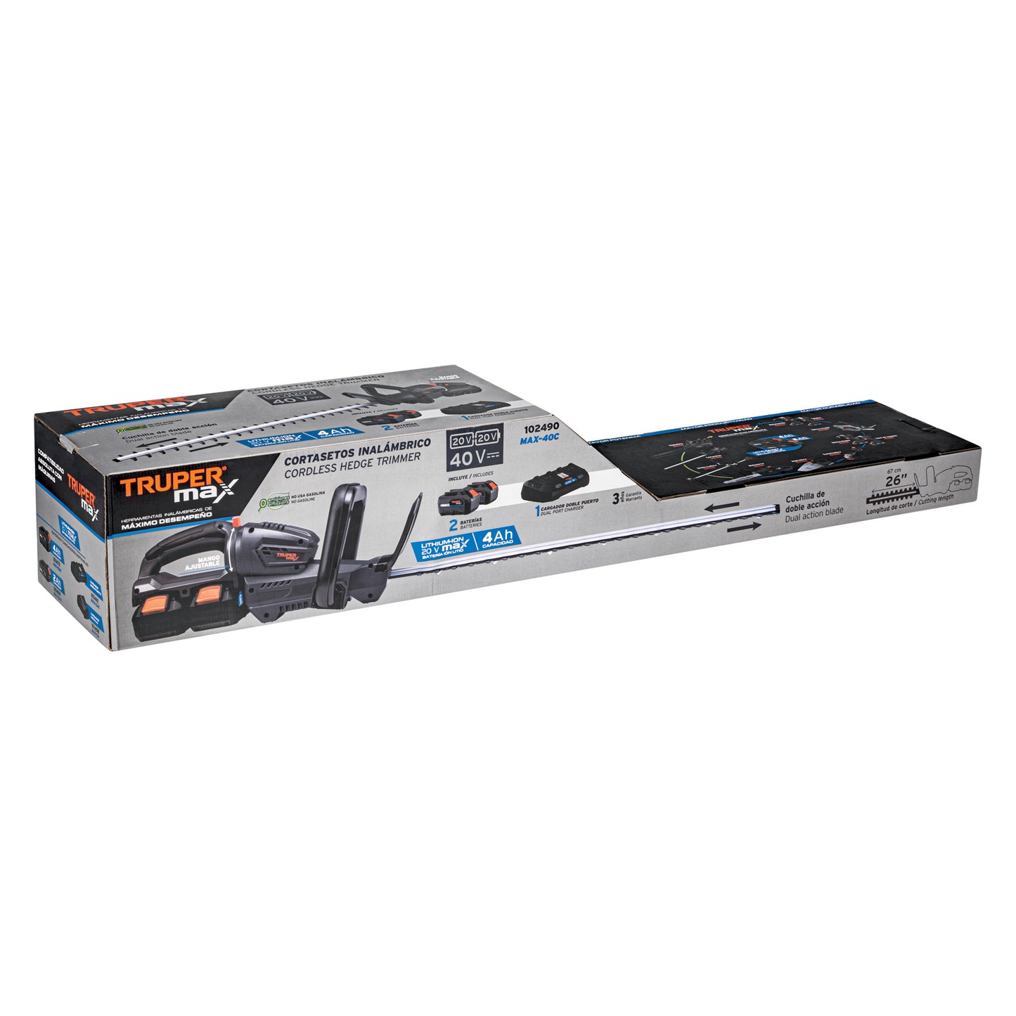 Cortasetos inalámbrico 1/2', 40 V, Truper MAX