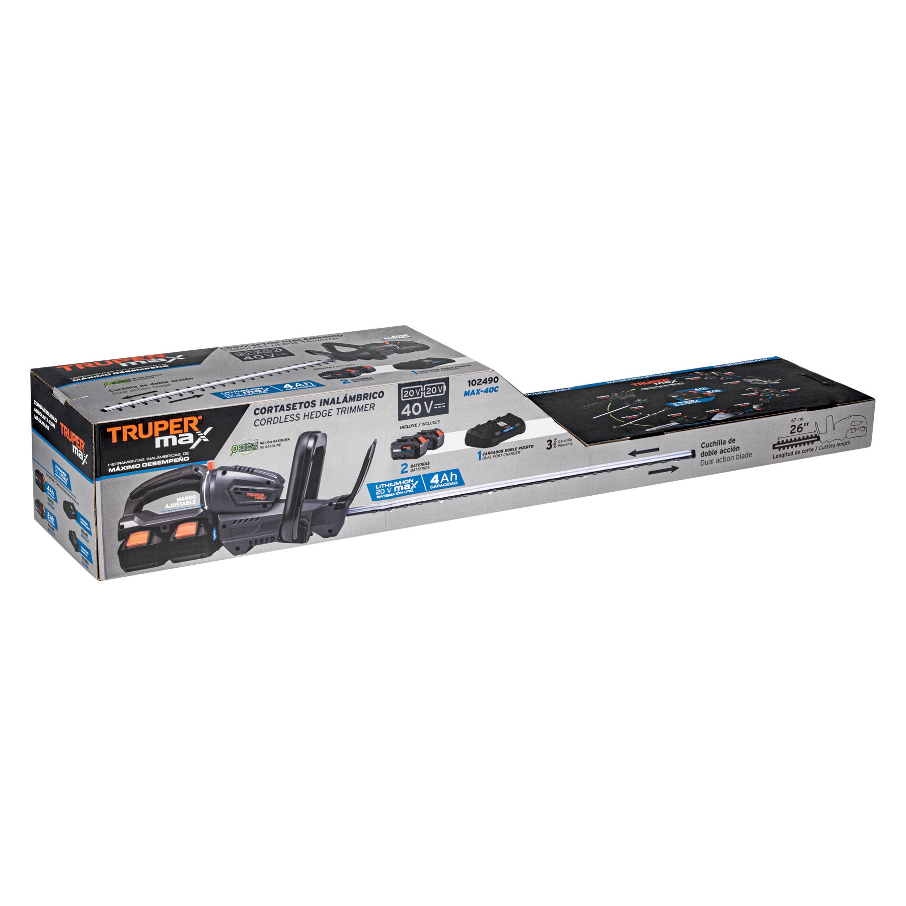 Cortasetos inalámbrico 1/2', 40 V, Truper MAX