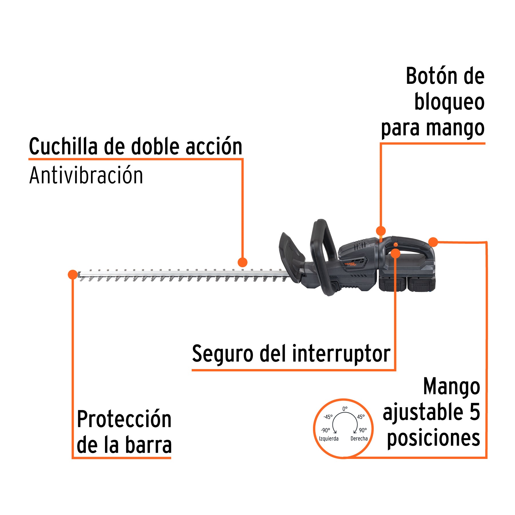 Cortasetos inalámbrico 1/2', 40 V, Truper MAX