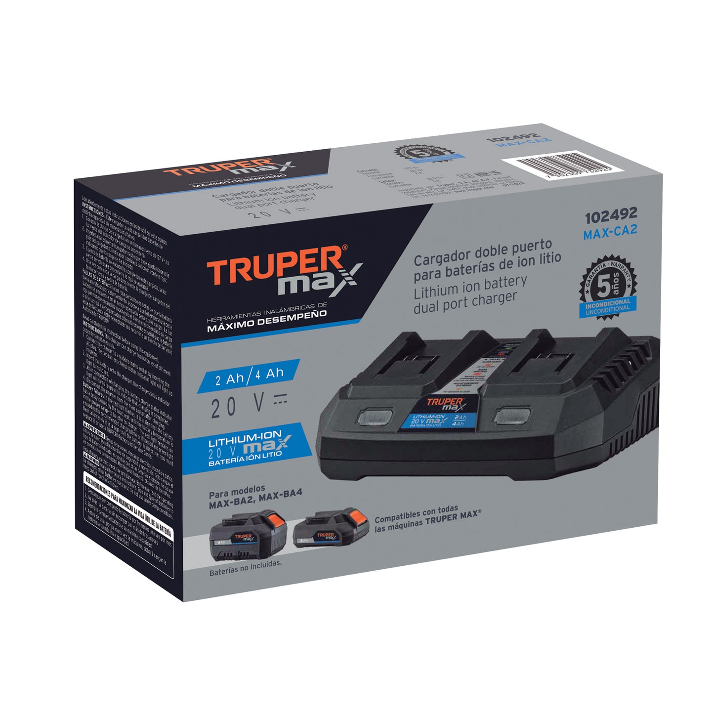 Cargador 20V dual, Truper MAX
