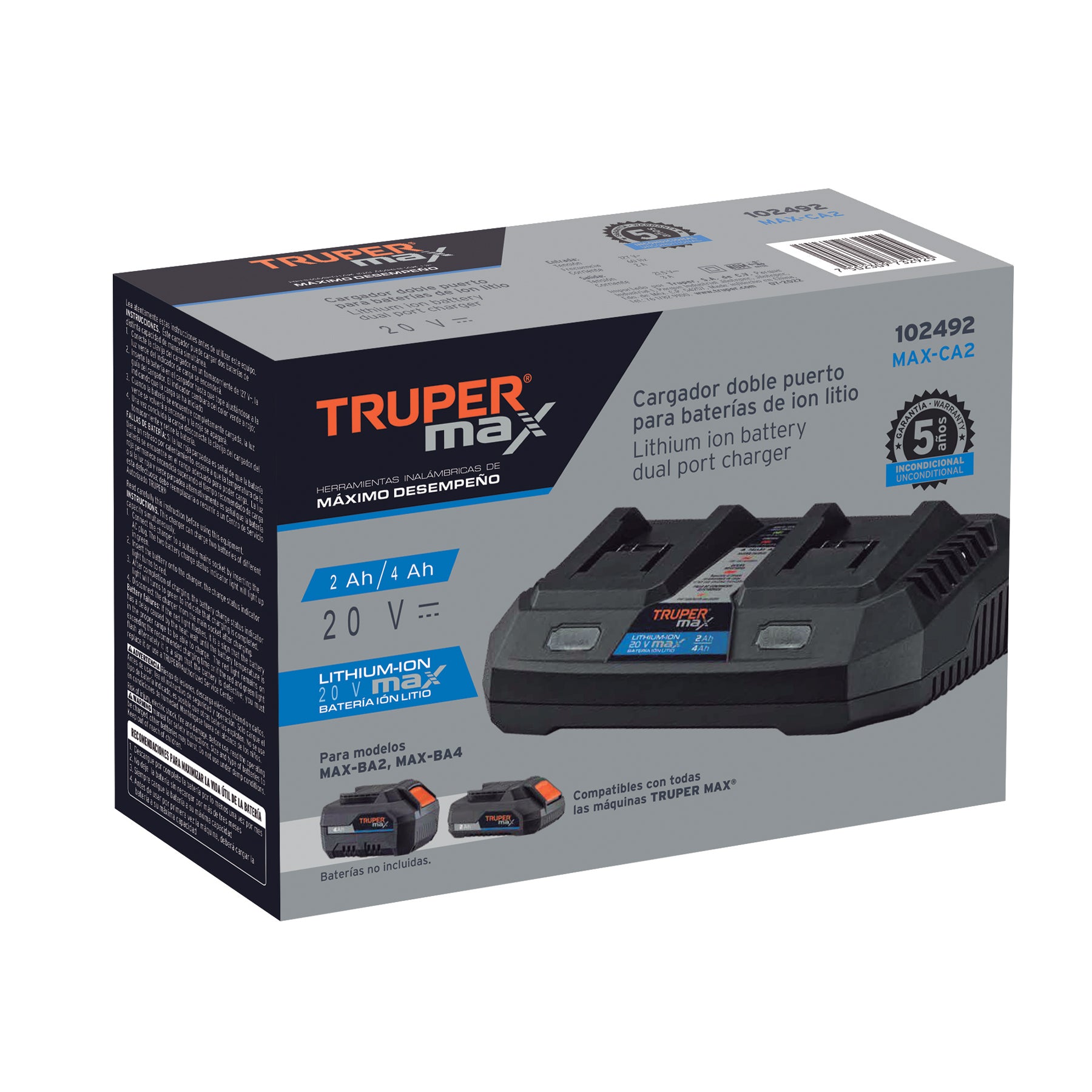 Cargador 20V dual, Truper MAX