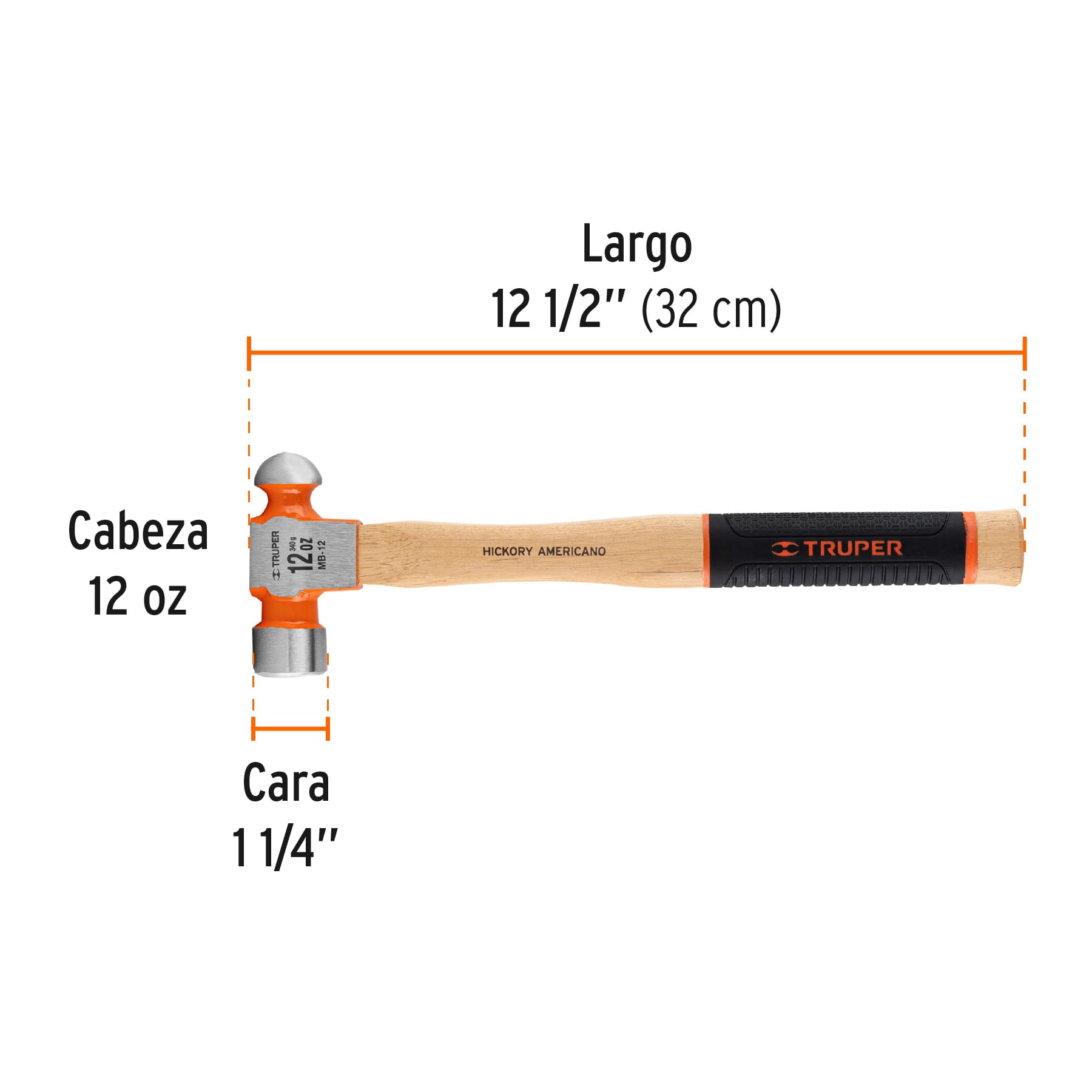 Martillo de bola 12 oz mgo con grip antiderrapante